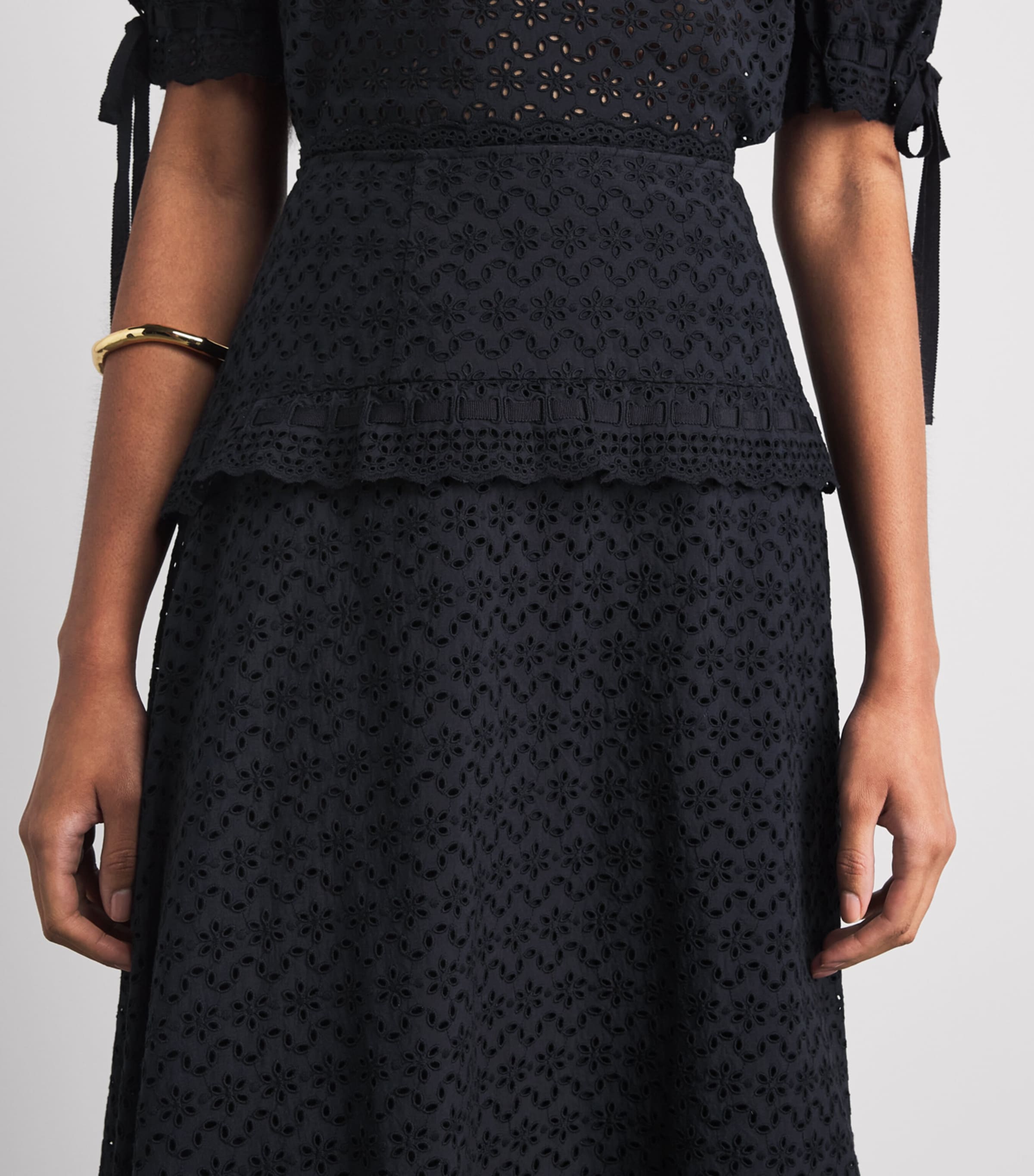 Ulla Johnson Womens Broderie Anglaise Violetta Midi Skirt Midnight Image 3