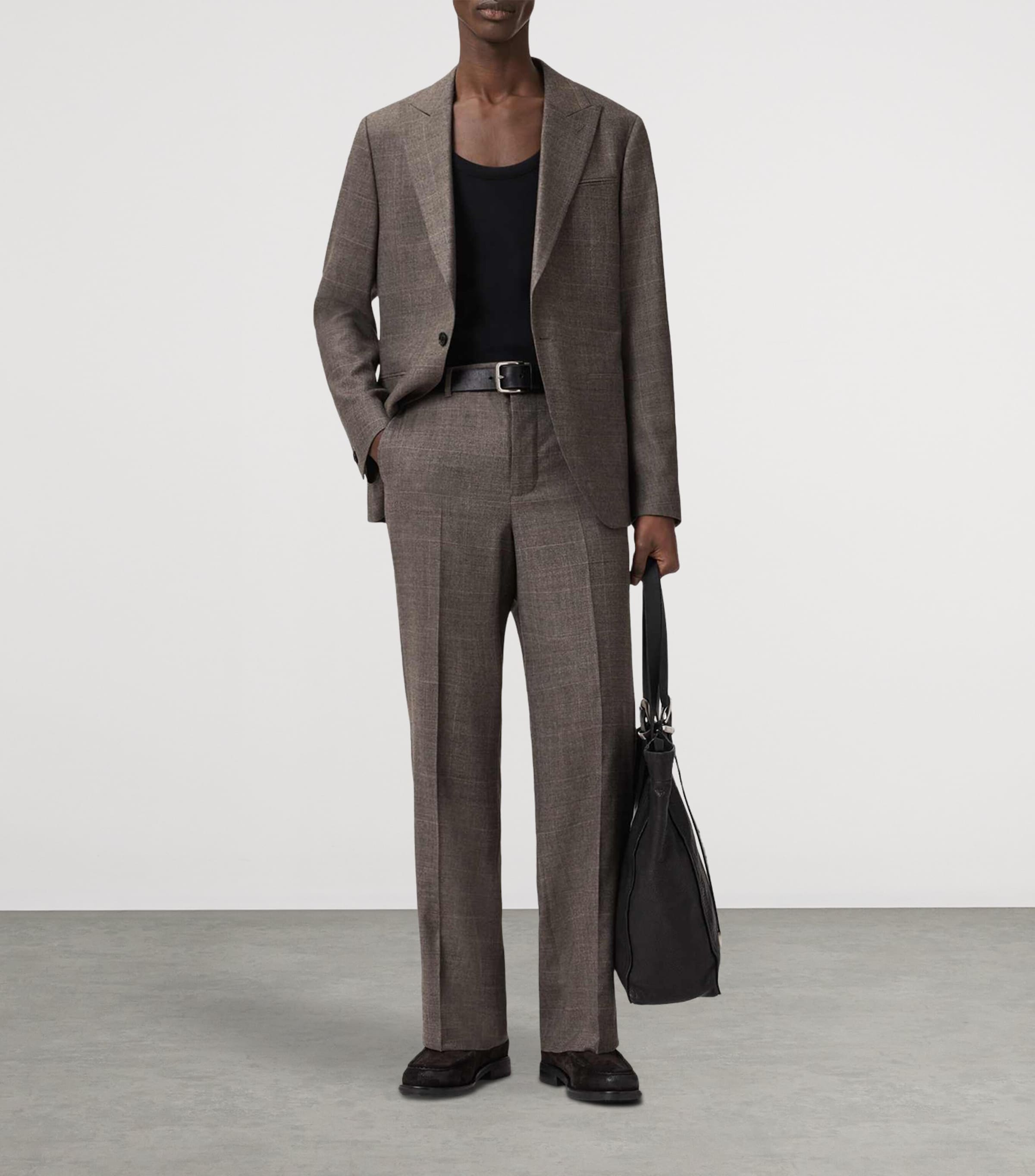 Wool-Blend Check Clover Trousers FEATHER TAUPE Image 2