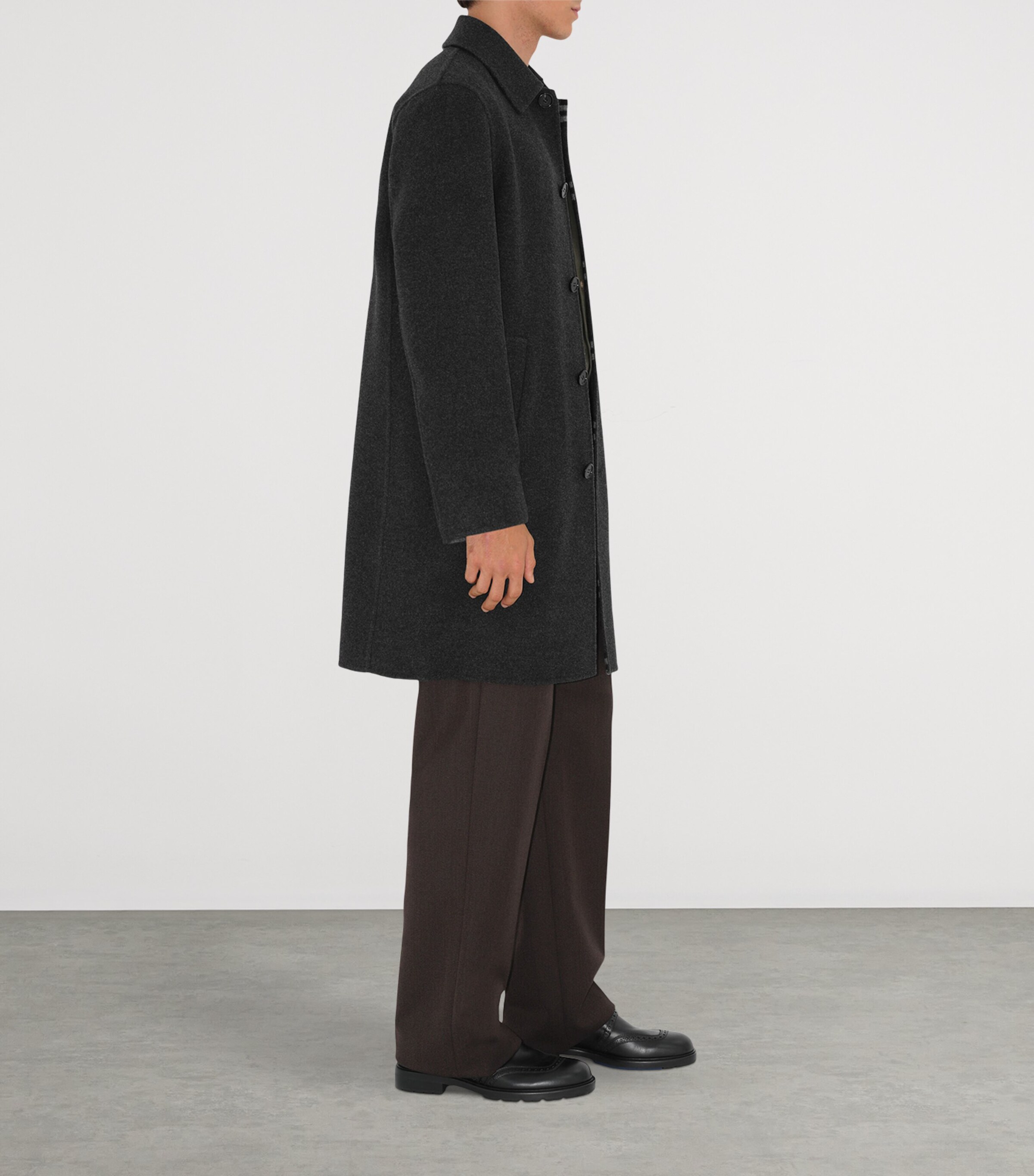 Burberry Mens Wool Mid-Length Car Coat Charcoal/charcoal Ck Image 4