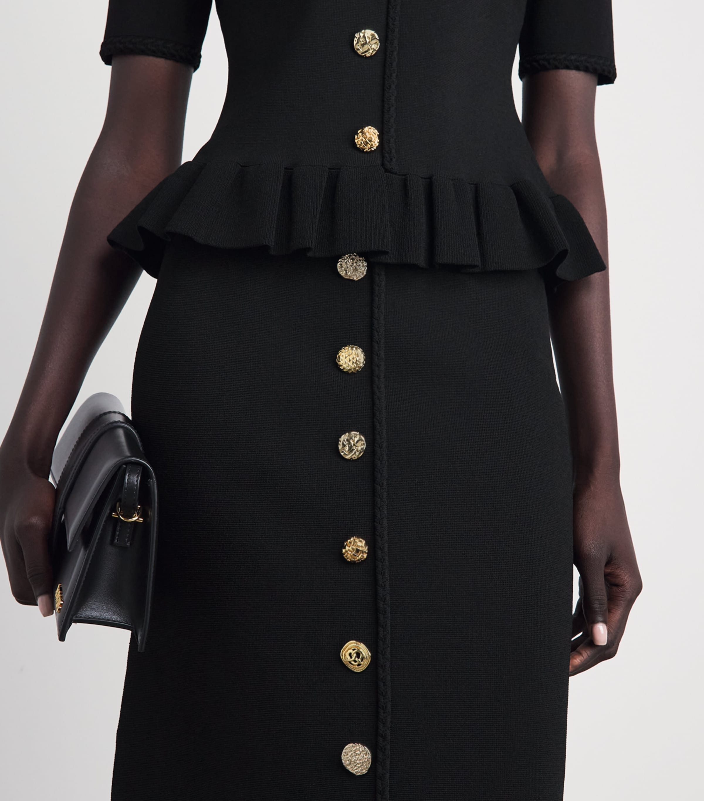 Claudie Pierlot Womens Braid-Detail Midi Skirt Black Image 3