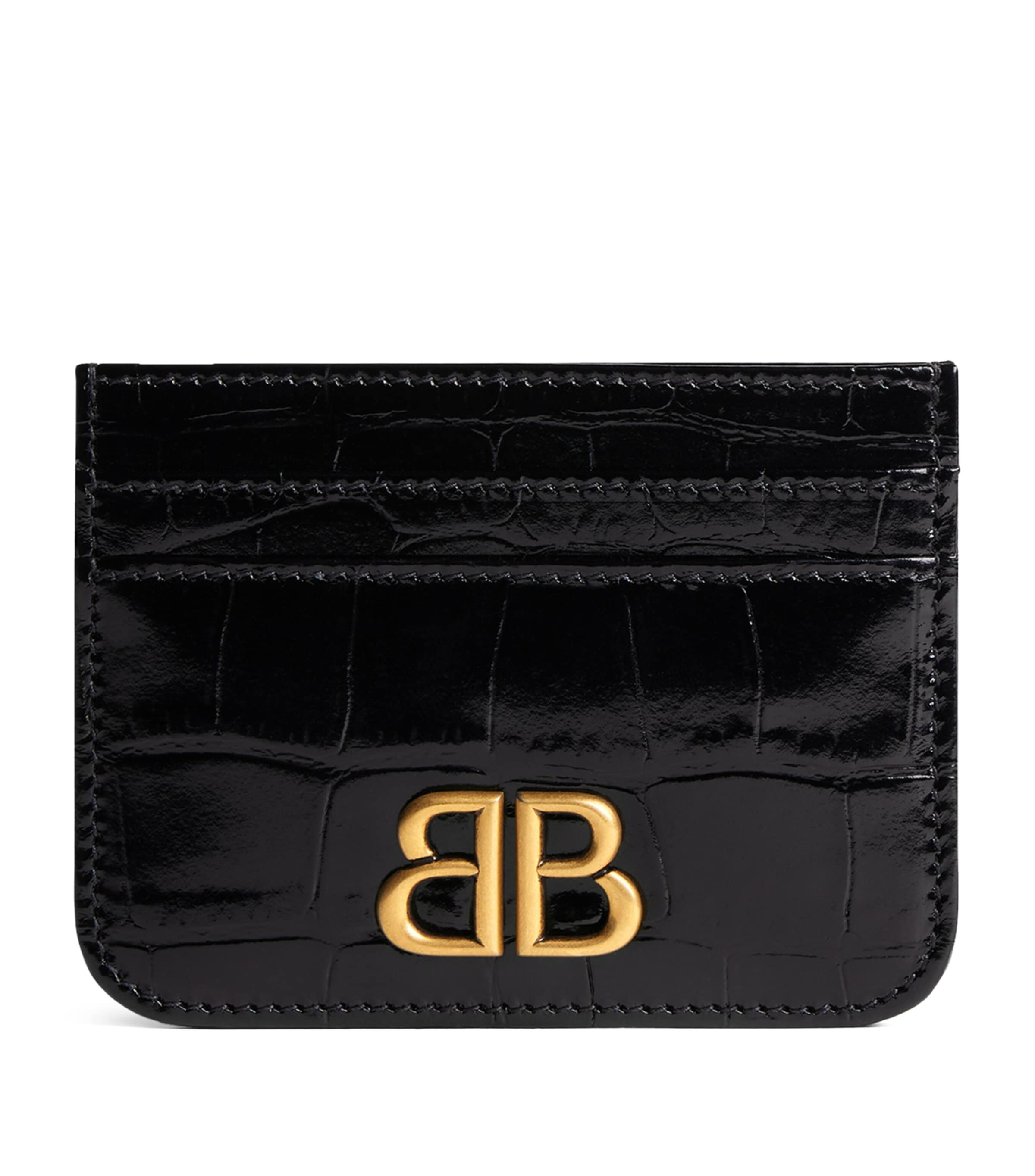 Shop Balenciaga Leather Monaco Card Holder In Black