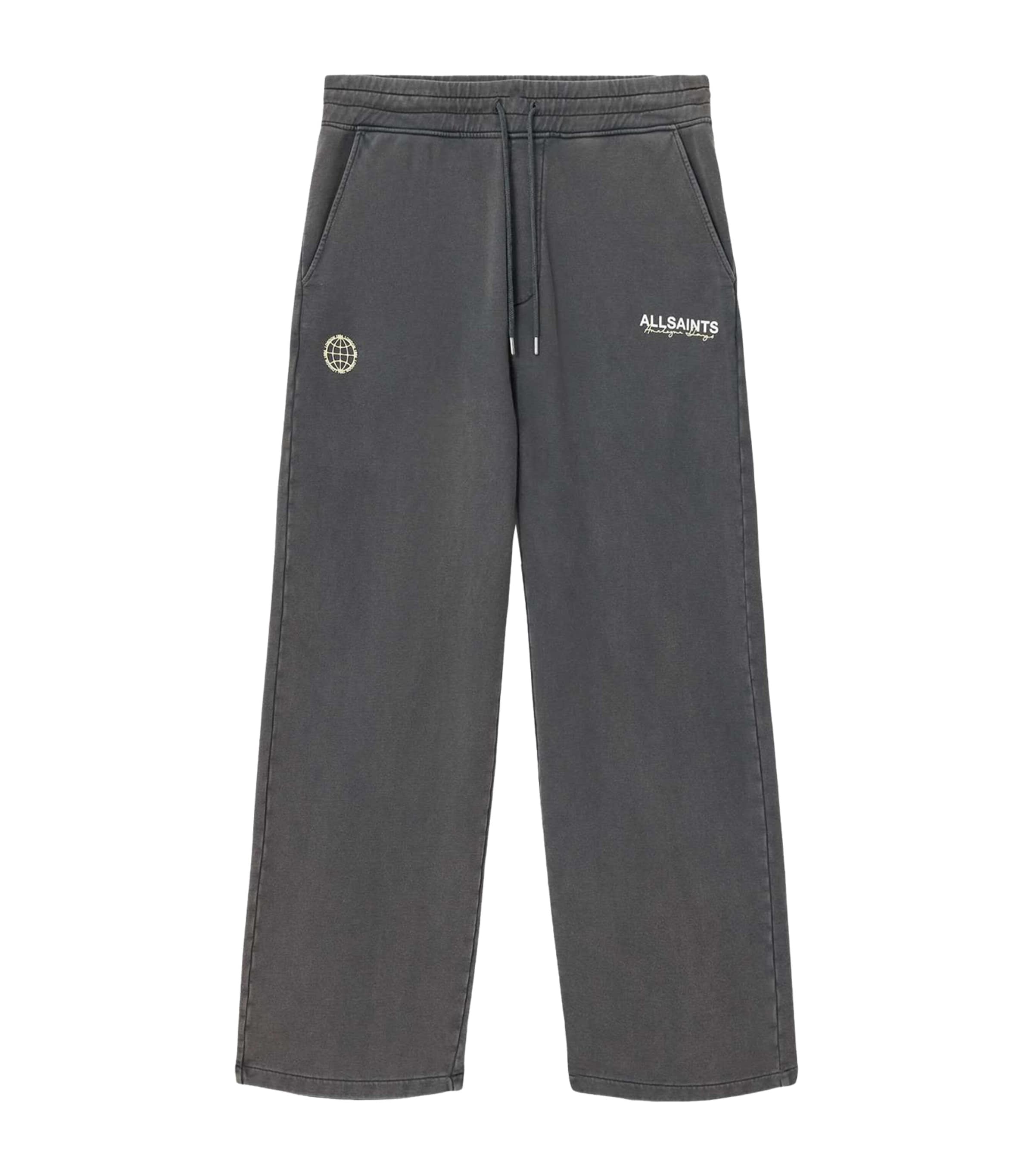 AllSaints Mens Organic Cotton Emblem Sweatpants Washed Black Image 1