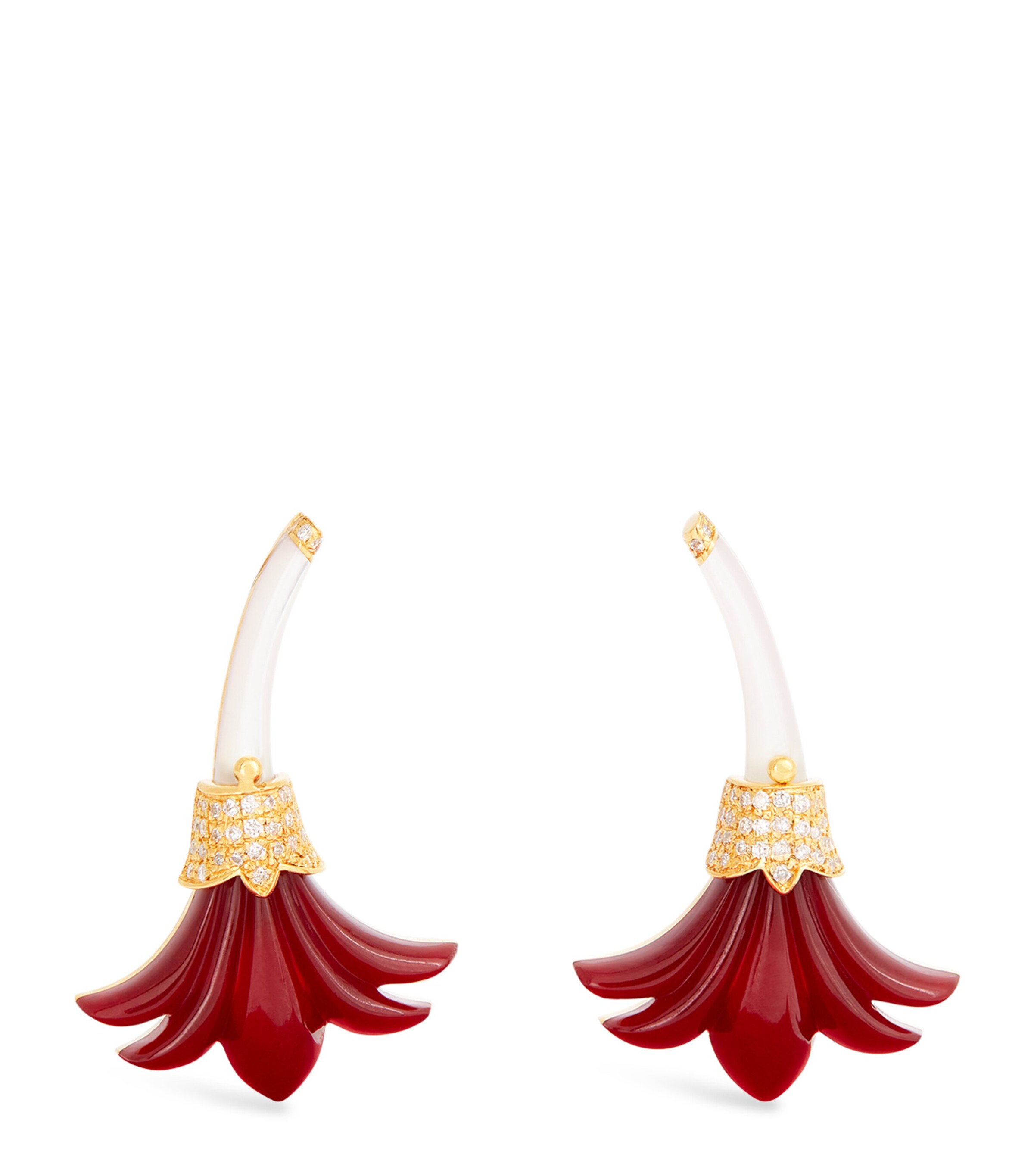 L'ATELIER NAWBAR Yellow Gold, Diamond and Mother-of-Pearl Psychedeliah Earrings Burgundy Image 1