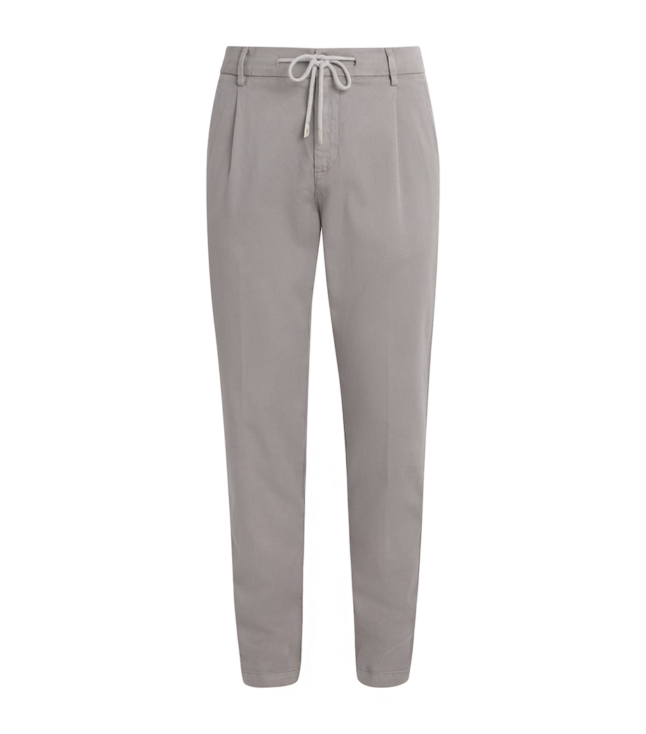 Eleventy Mens Twill Drawstring Pleated Straight Trousers Cardamomo Chiaro Image 1