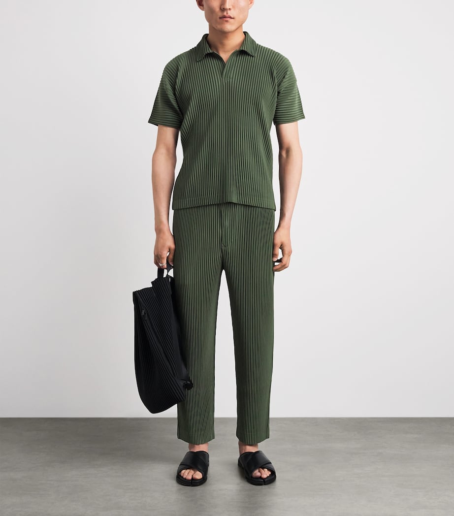 Homme Plissé Issey Miyake Mens Pleated Straight Trousers Duomo Door Green Image 2