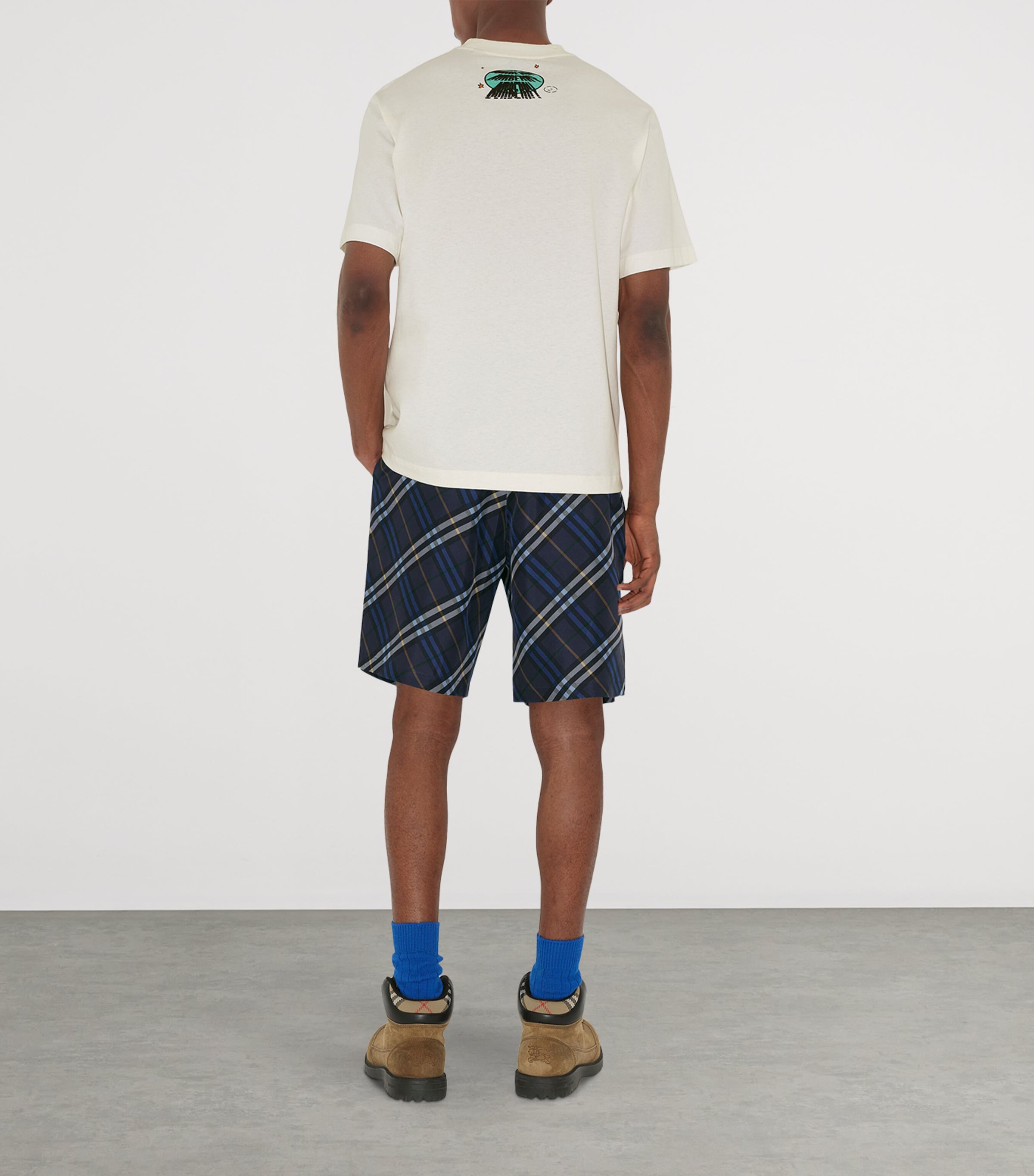 Silk Poplin Check Shorts INK IP CHECK Image 4