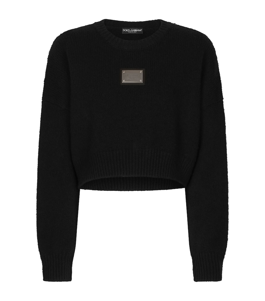 Wool-Cashmere Cropped Sweater N0000-BLACK Image 1