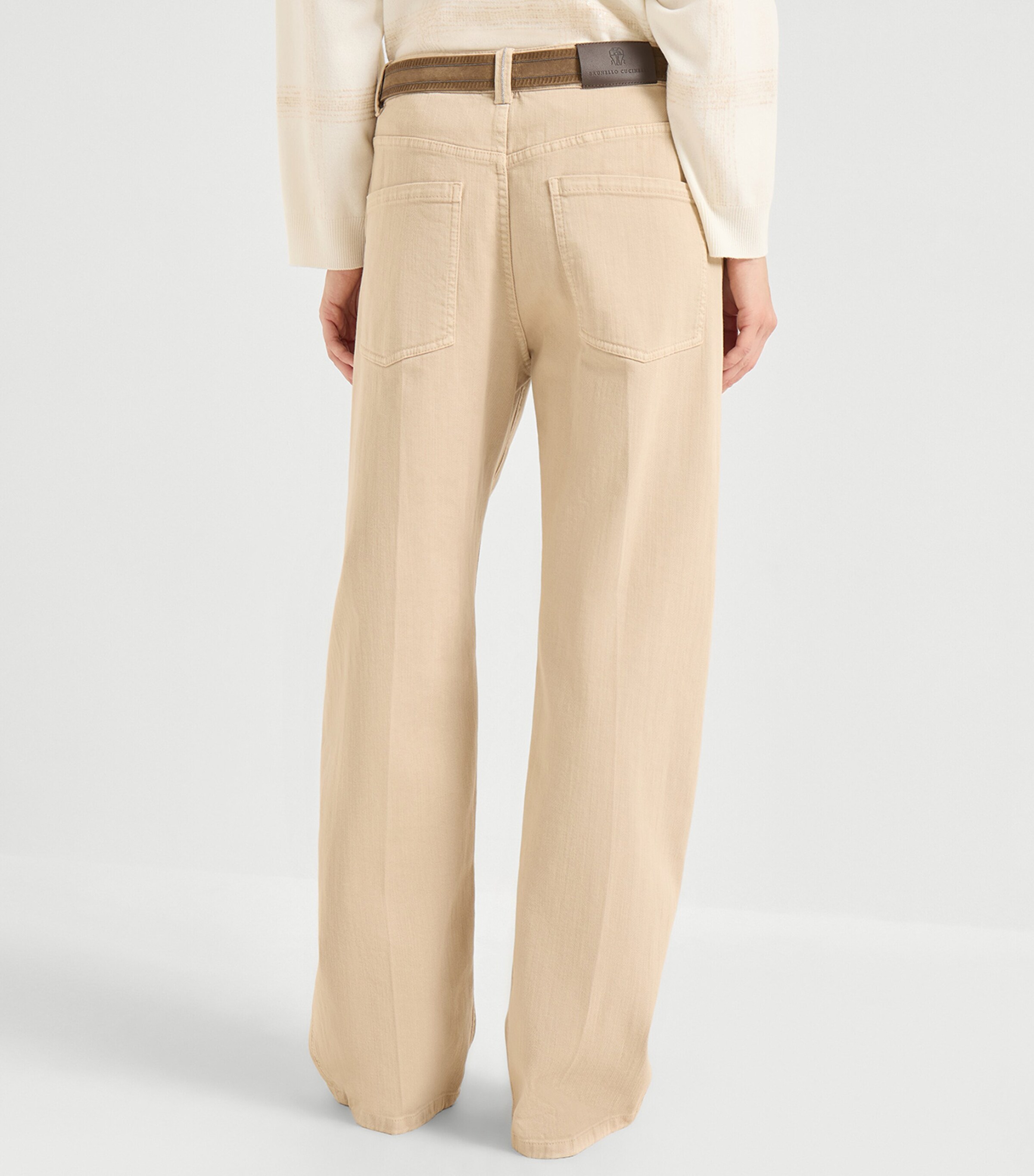 Brunello Cucinelli Womens Garment-Dyed Wide-Leg Jeans Image 4