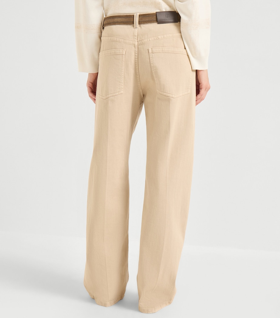Brunello Cucinelli Womens Garment-Dyed Wide-Leg Jeans Image 4