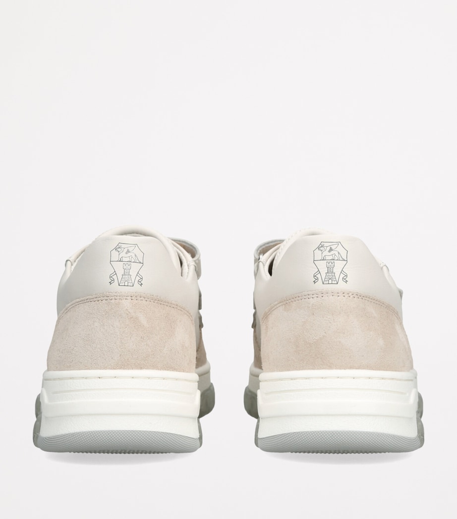 Brunello Cucinelli Kids Leather Suede-Trim Velcro Sneakers White/oth Image 2