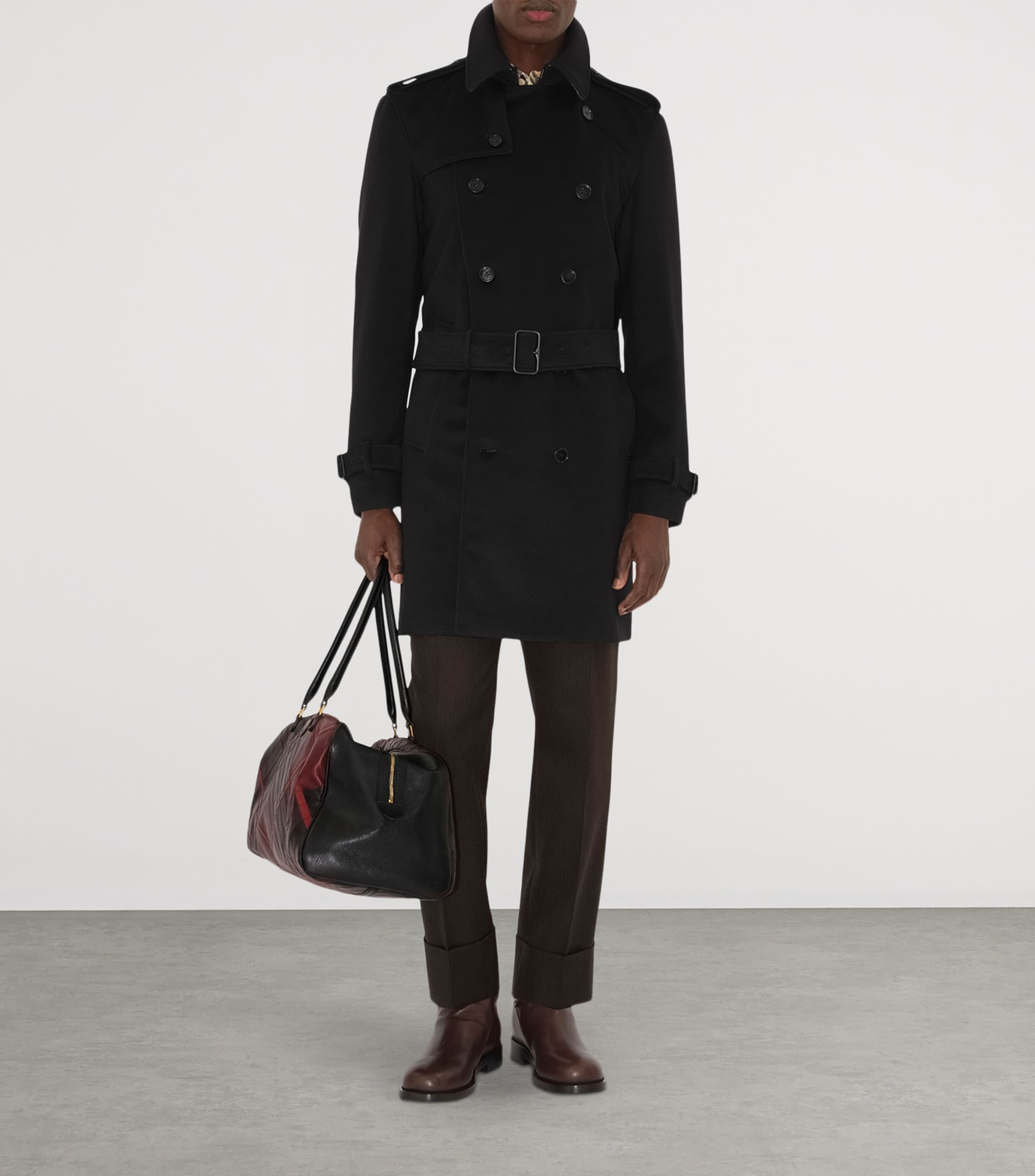 Cashmere Mid-Length Trench Coat BLACK Image 3