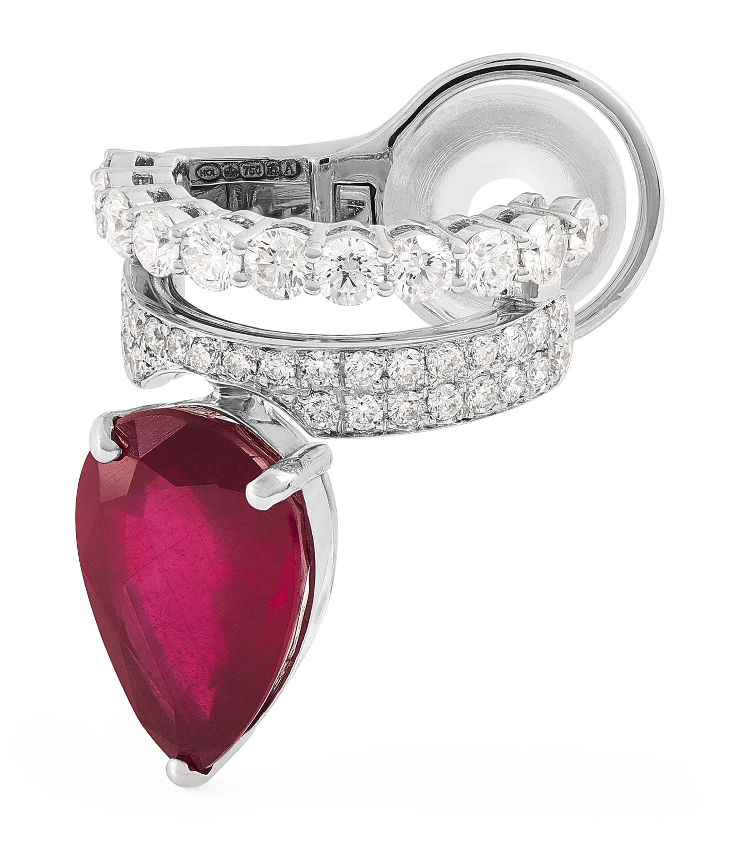 Yeprem White White Gold, Diamond and Ruby Whisper Ear Cuff | Harrods UK