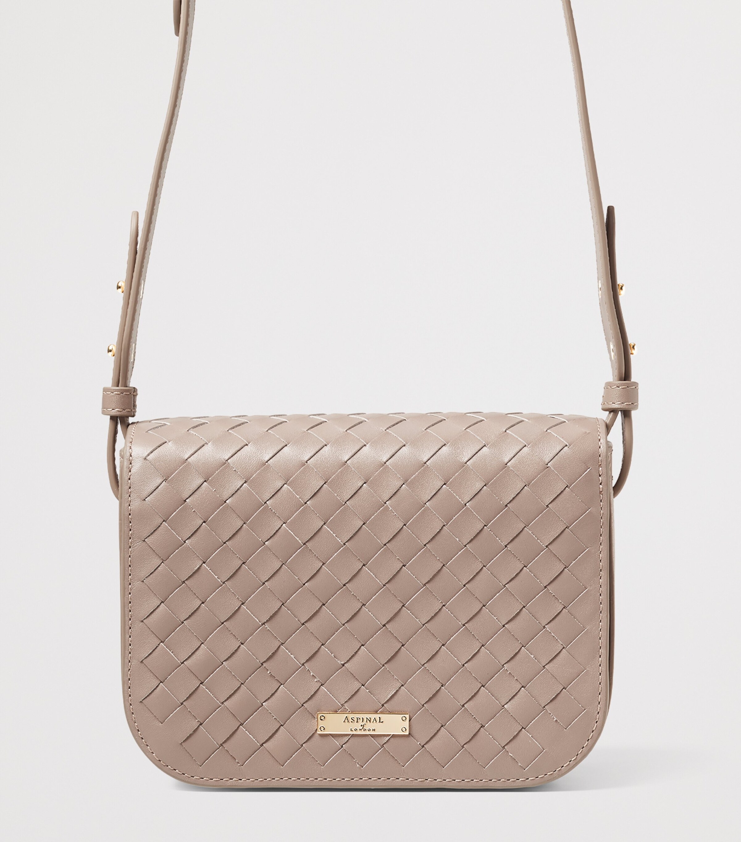 Aspinal Of London Woven Leather Ella Cross-Body Bag Moleskin Image 3