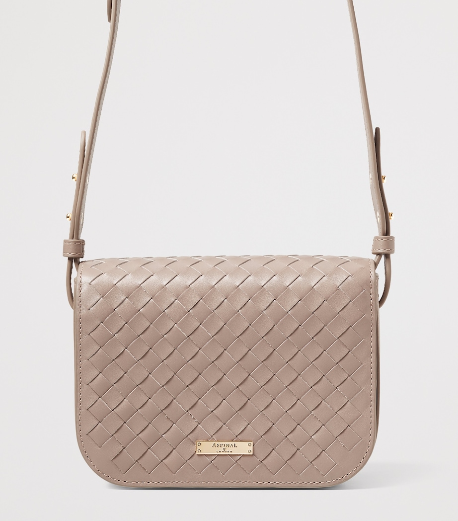 Aspinal Of London Woven Leather Ella Cross-Body Bag Moleskin Image 3