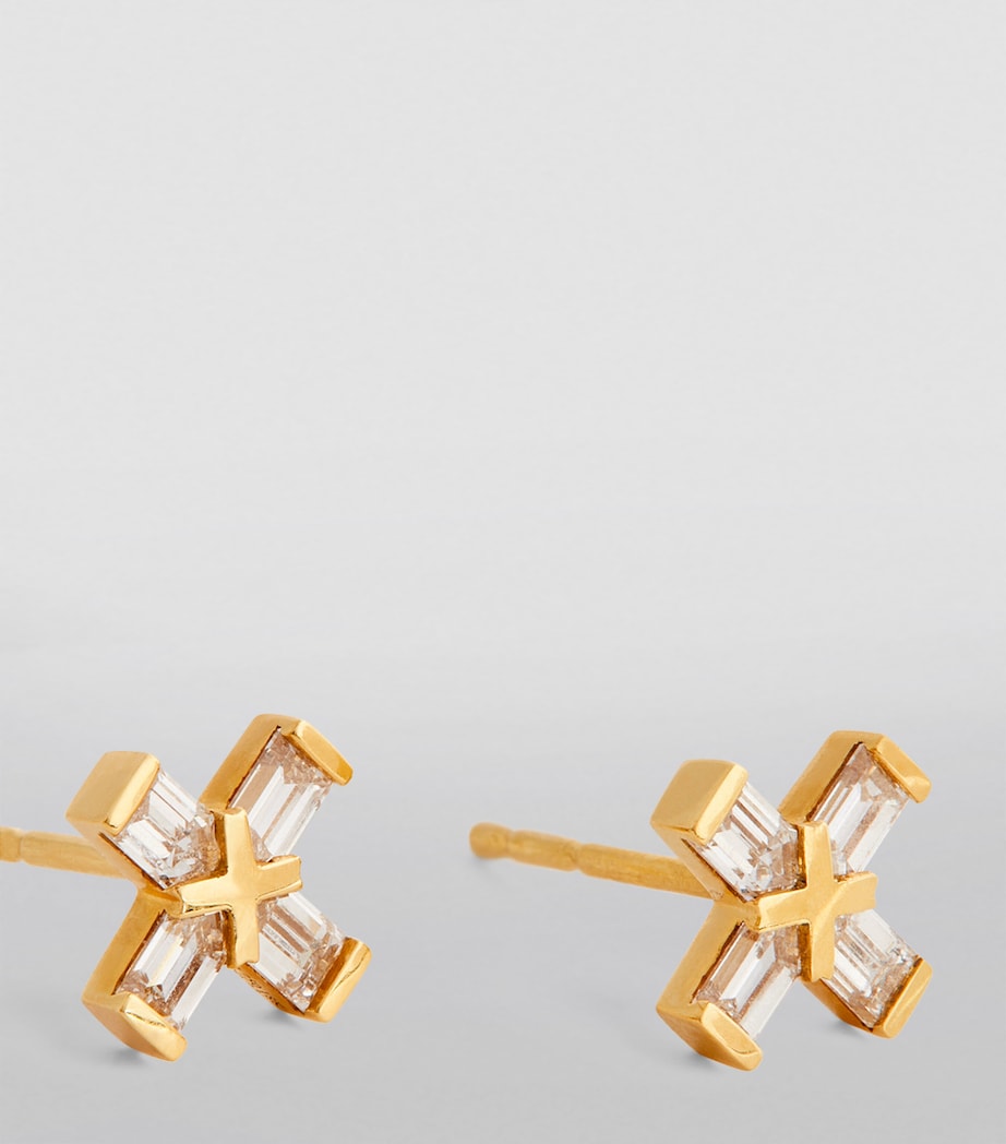 Yellow Gold and Diamond Exploding X Stud Earrings YELLOW GOLD Image 6