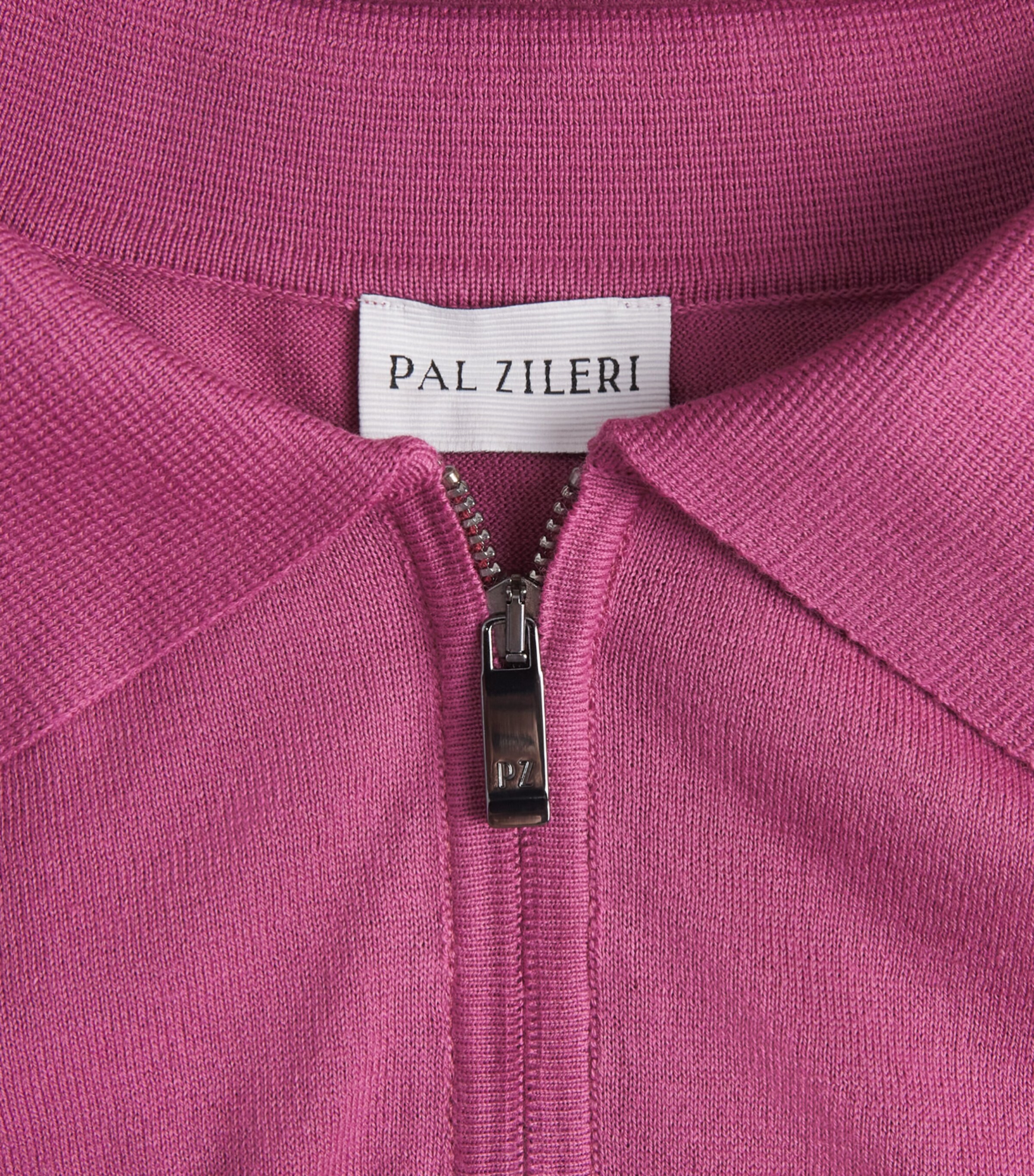 Pal Zileri Mens Cotton Zip-Up Polo Shirt Violet Image 6
