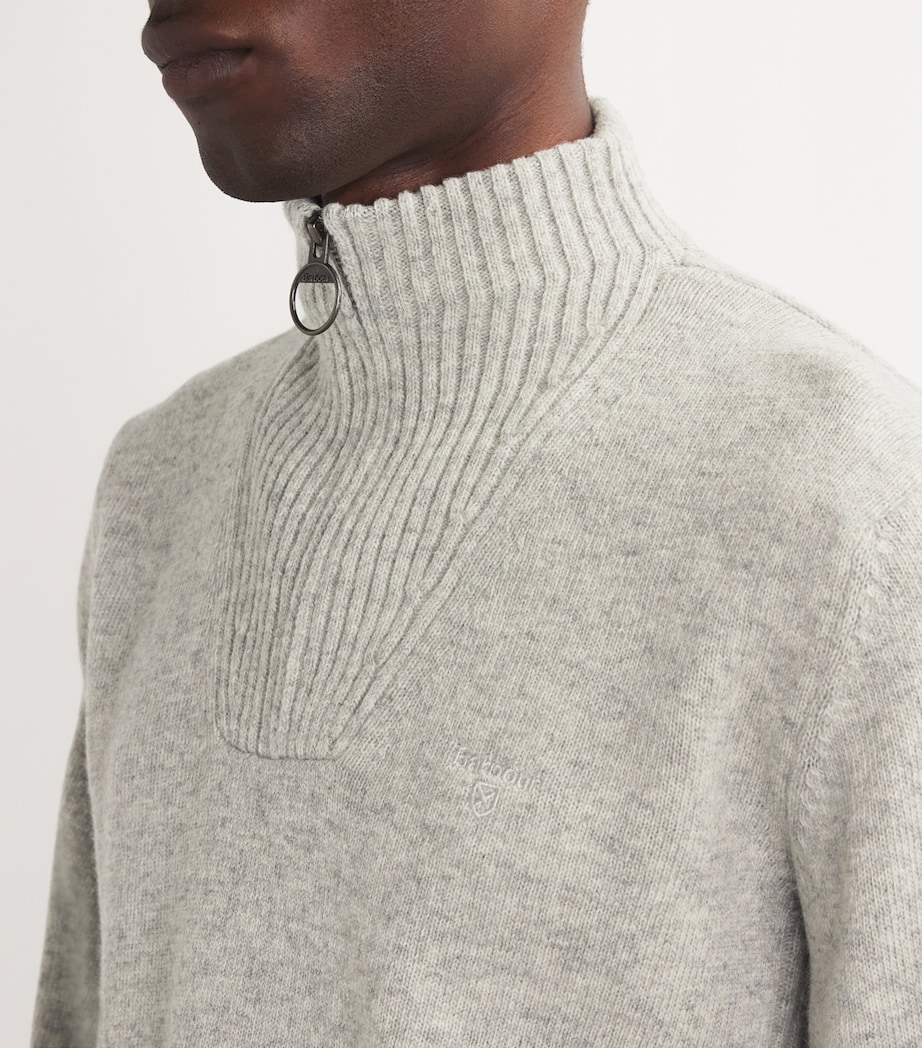 Barbour Mens Wool Half-Zip Sweater Lt Grey Marl Image 7
