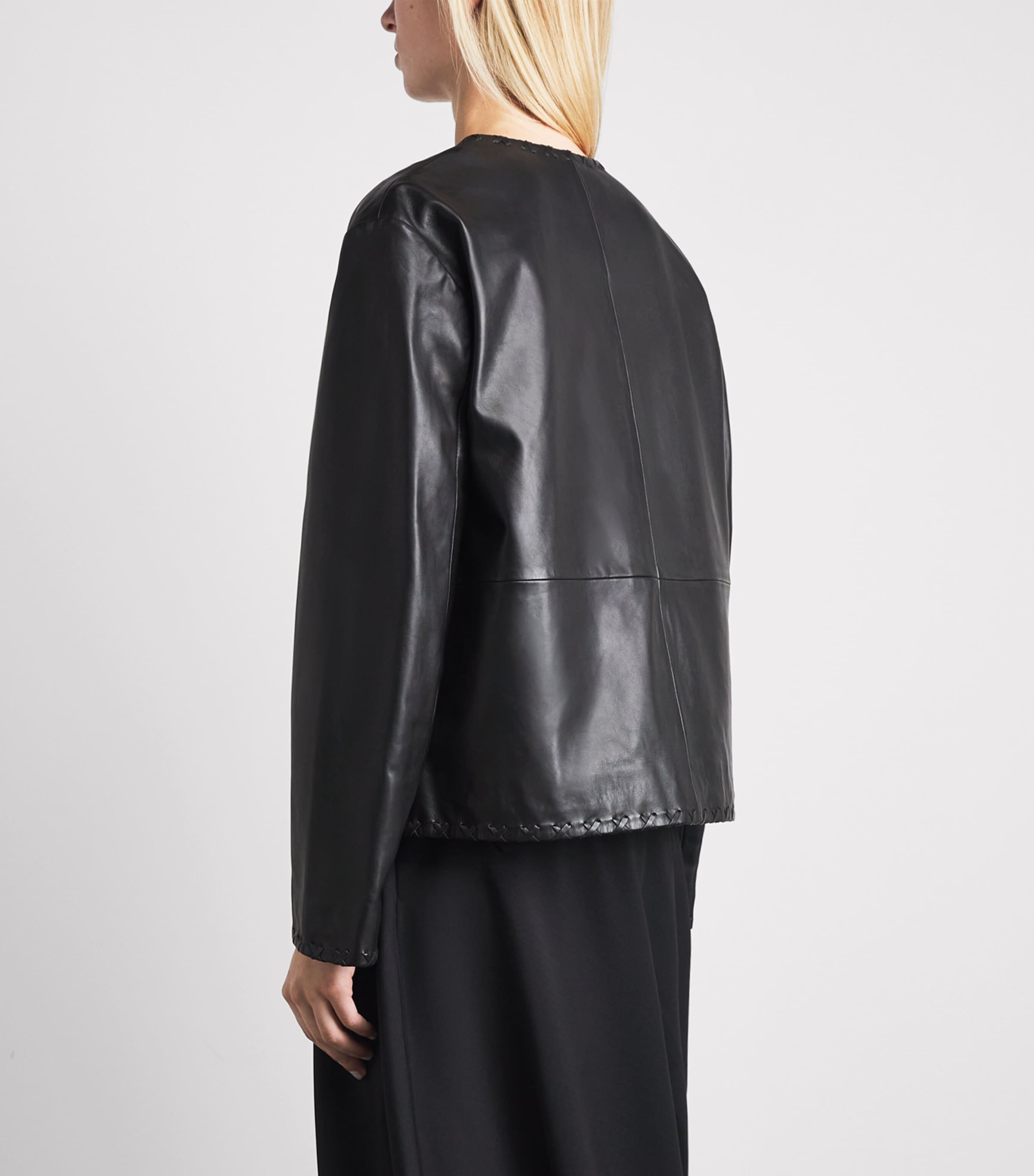 Róhe Womens Cross-Stitch Leather Jacket Black Image 5