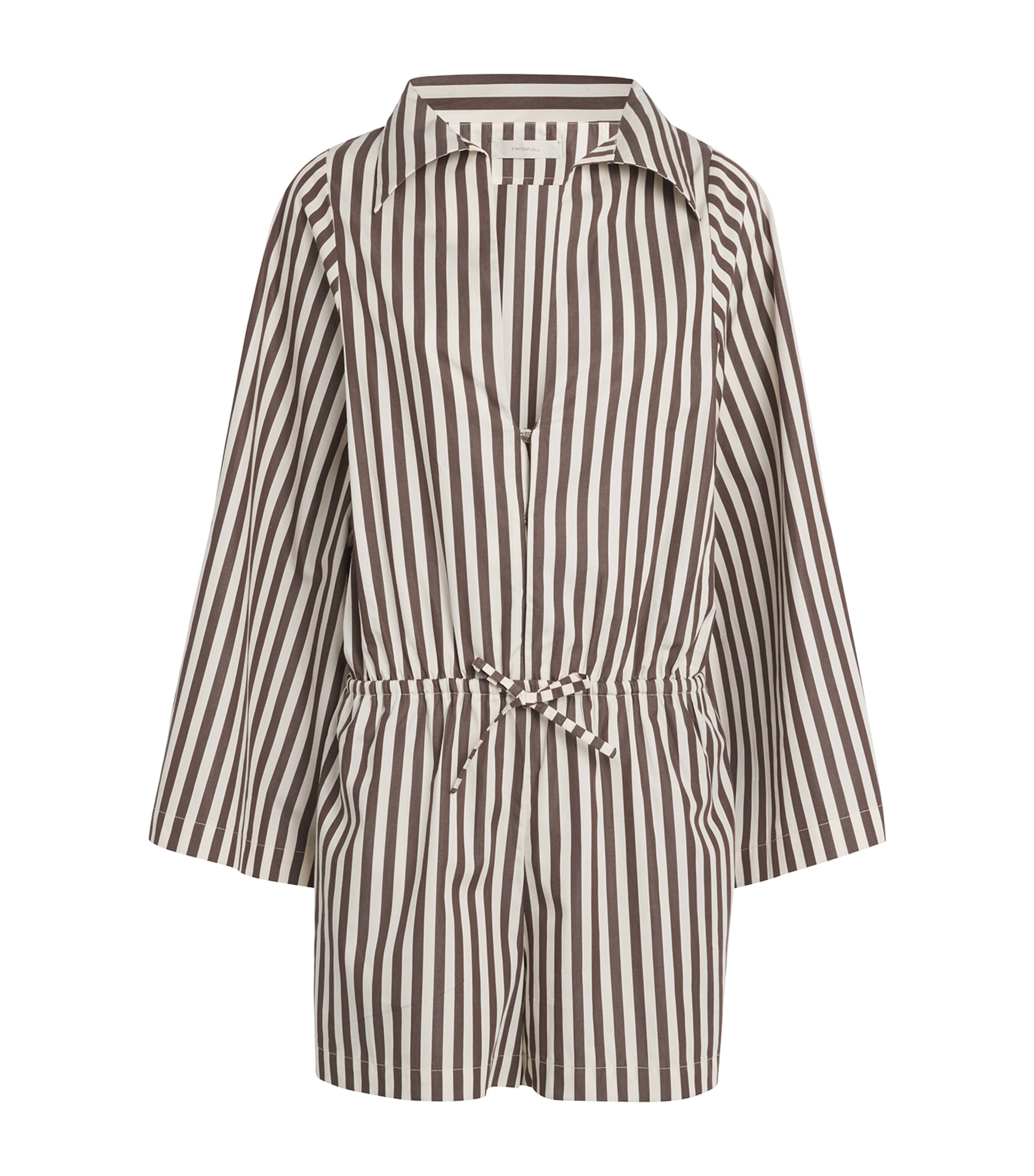 Faithfull The Brand Cotton Stripe Askel Playsuit In Black
