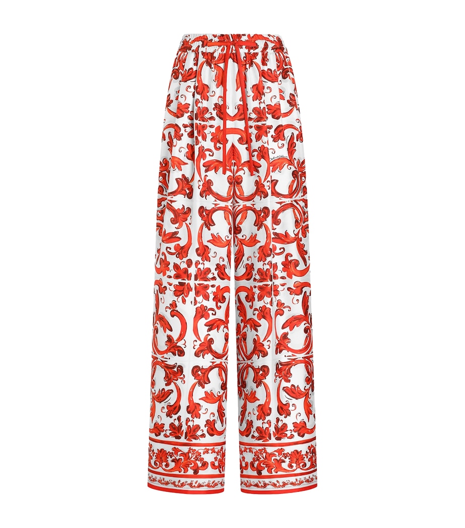 Dolce&Gabbana Womens Silk Majolica Wide-Leg Trousers Combined Colou Image 1