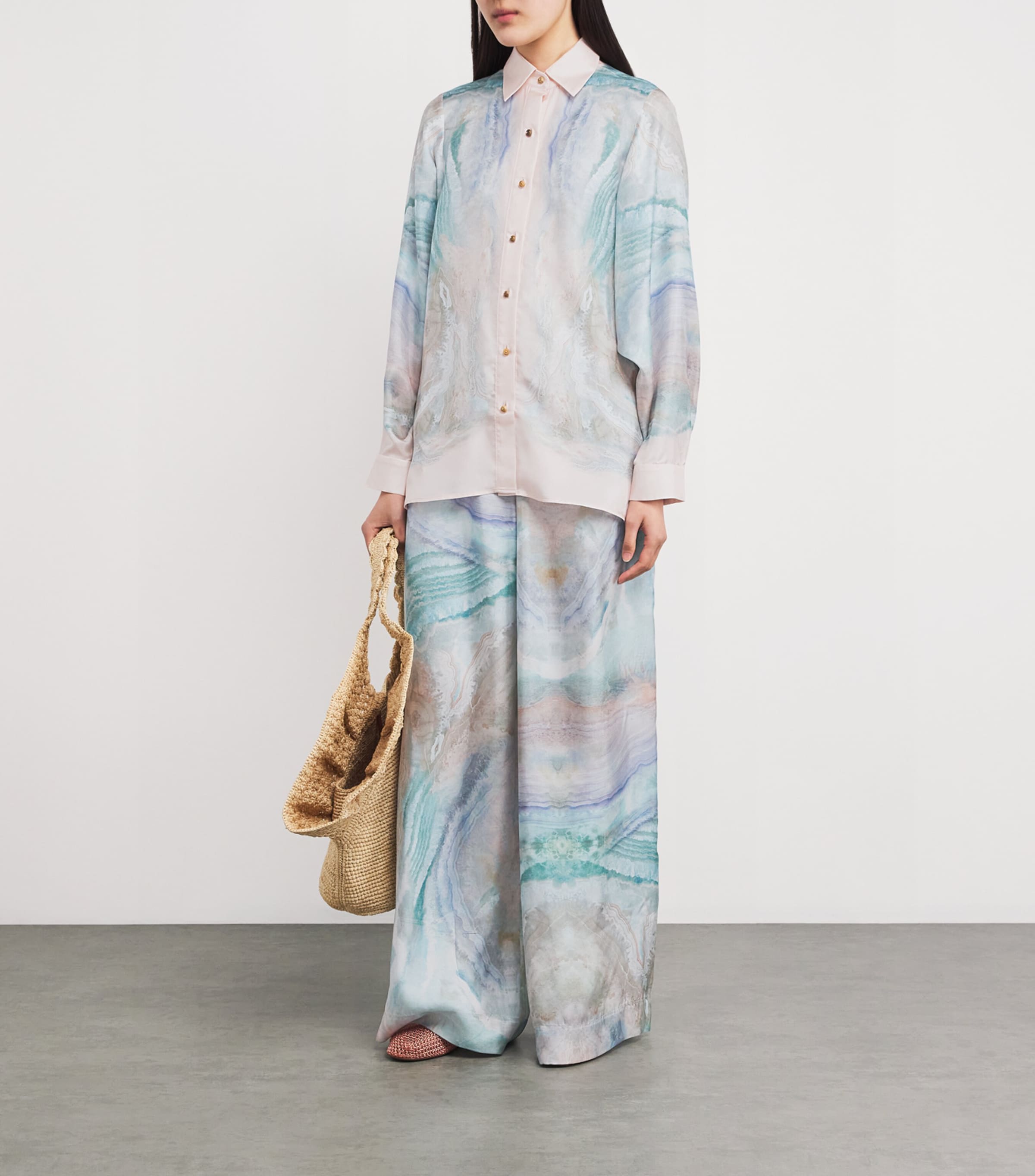 Zimmermann Silk Illuminate Wide-Leg Trousers Harrods KW