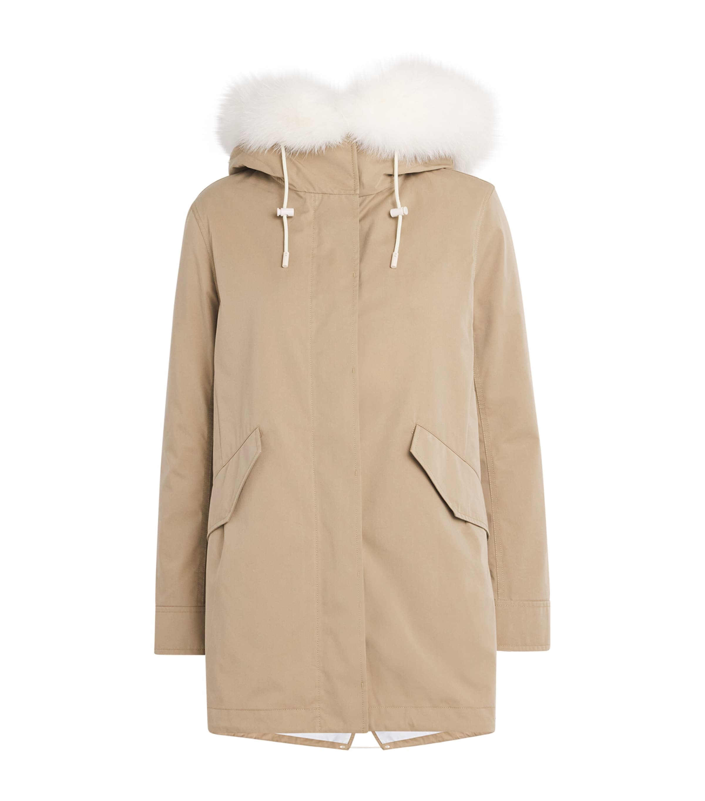 Yves Salomon Fox-rabbit Blended-cotton Parka In Brown