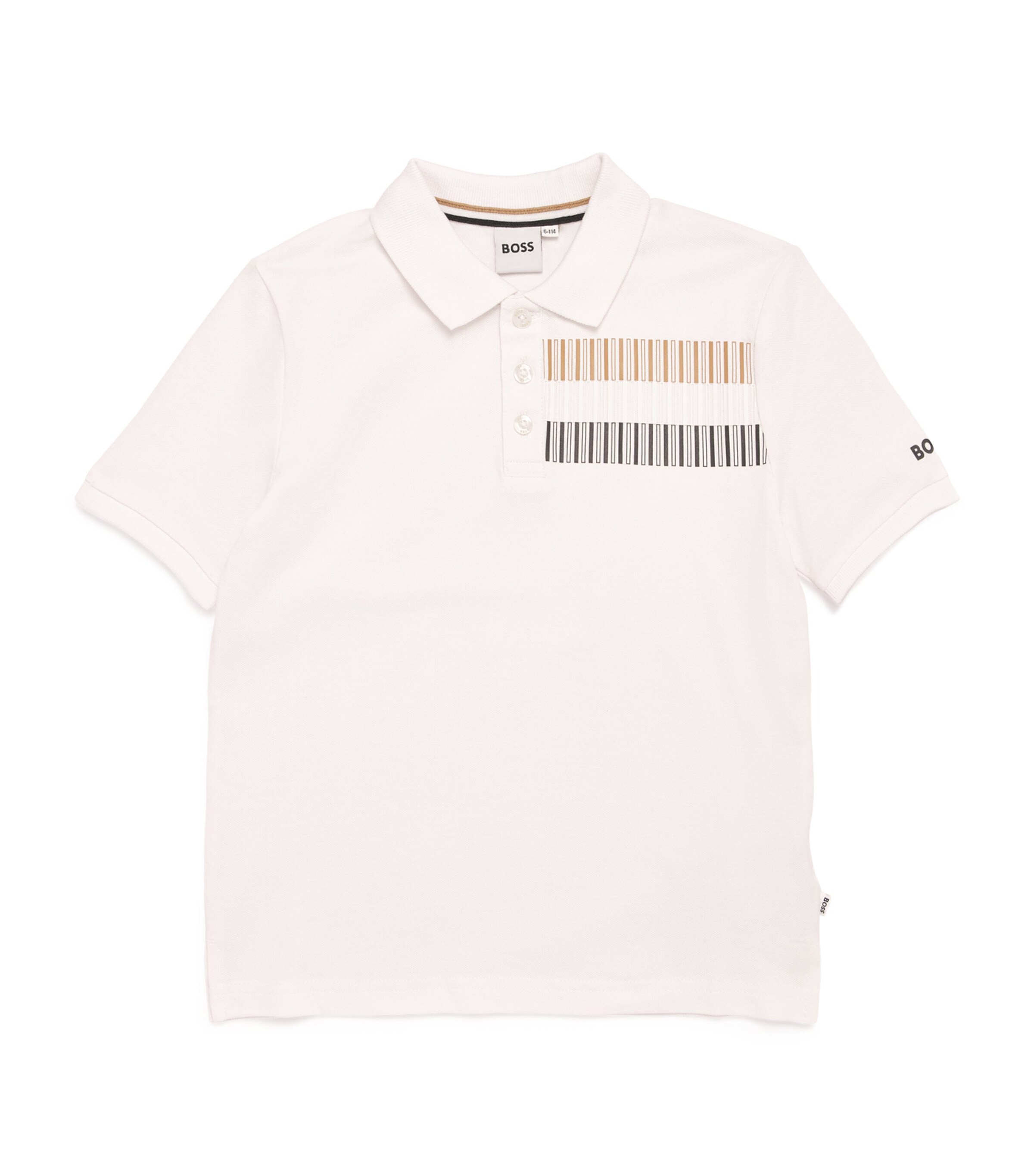 BOSS Kidswear Stretch-Cotton Stripe Polo Shirt (4-16 Years) White Image 1