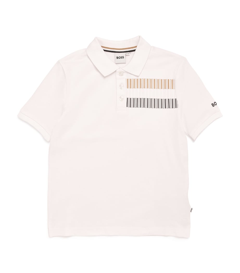 BOSS Kidswear Stretch-Cotton Stripe Polo Shirt (4-16 Years) White Image 1