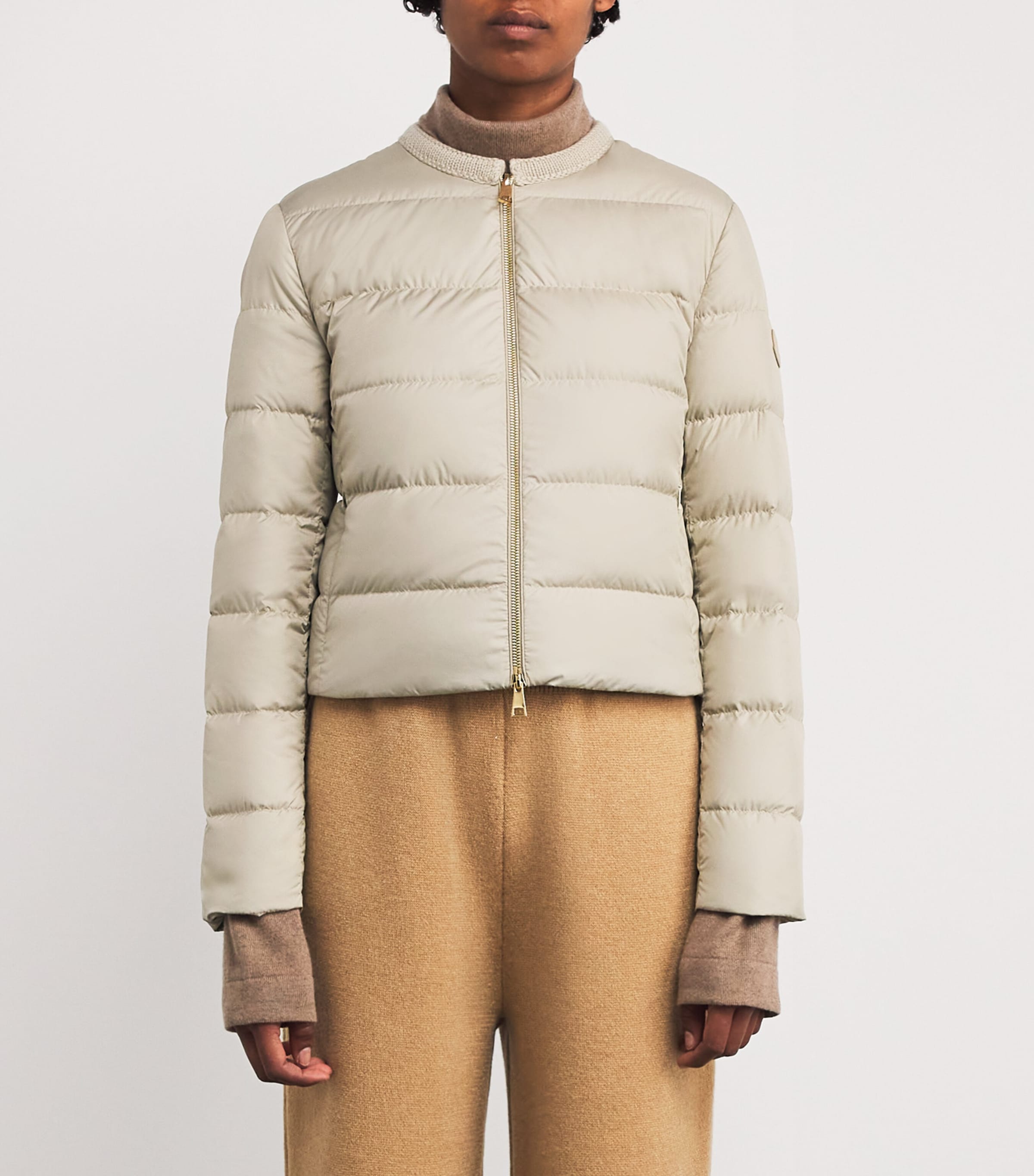 Moncler Beige Wool-Trim Mauvezin Puffer Jacket | Harrods US