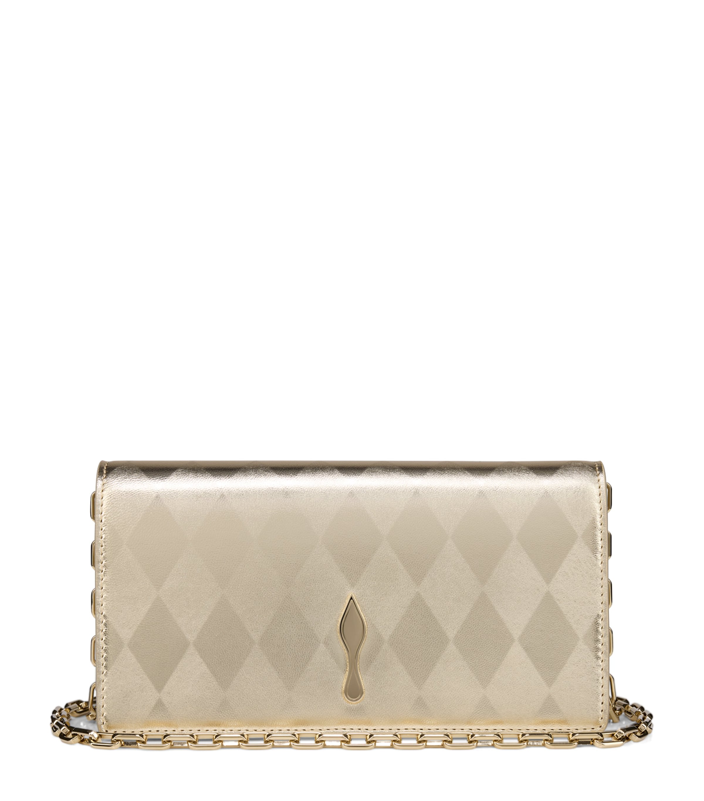 Christian Louboutin Bettina Patent Leather Clutch Bag In Neutral