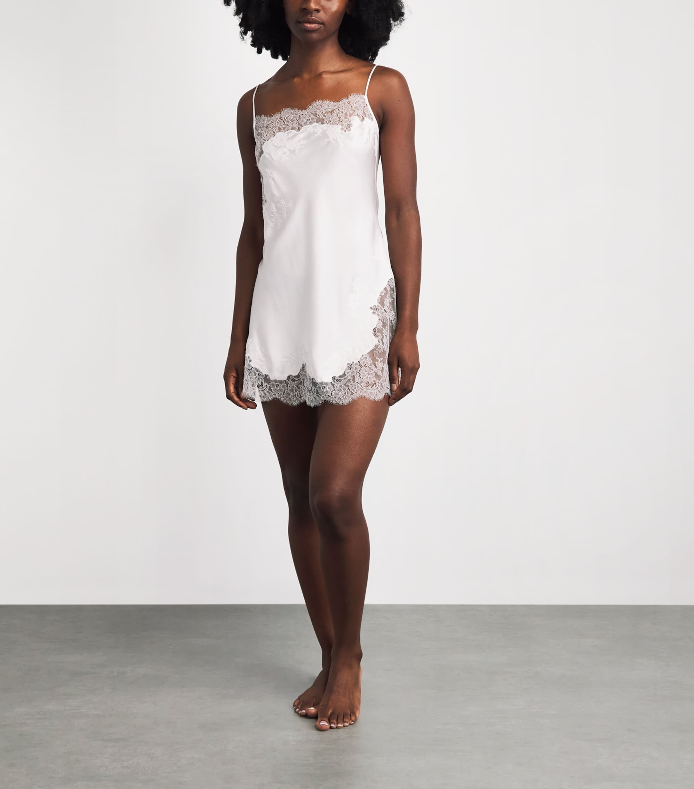 Carine Gilson Womens Silk Lace Short Nightdress Nat/nat Image 2