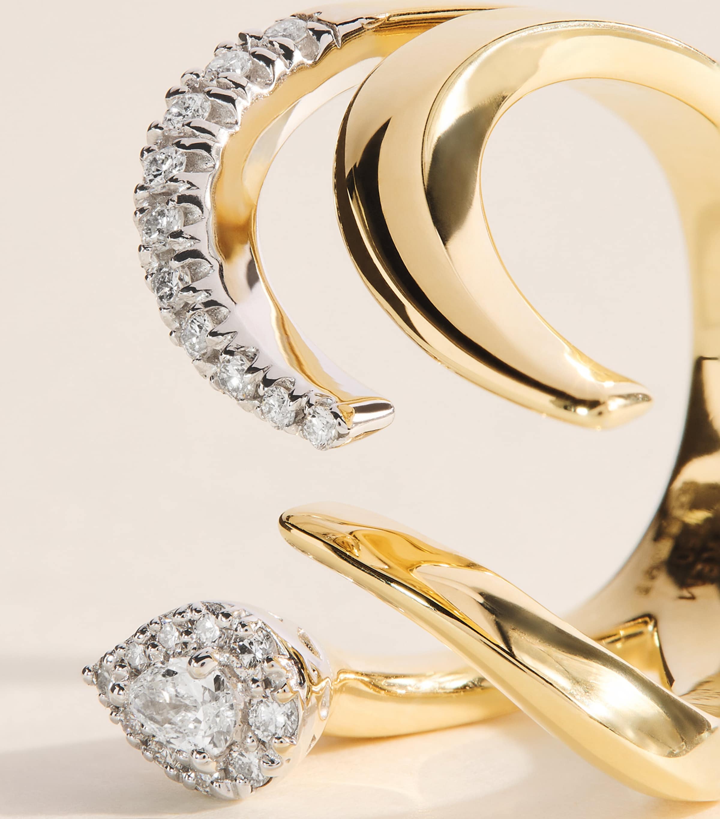 Yeprem Mixed Gold and Diamond Golden Strada Ring Image 5