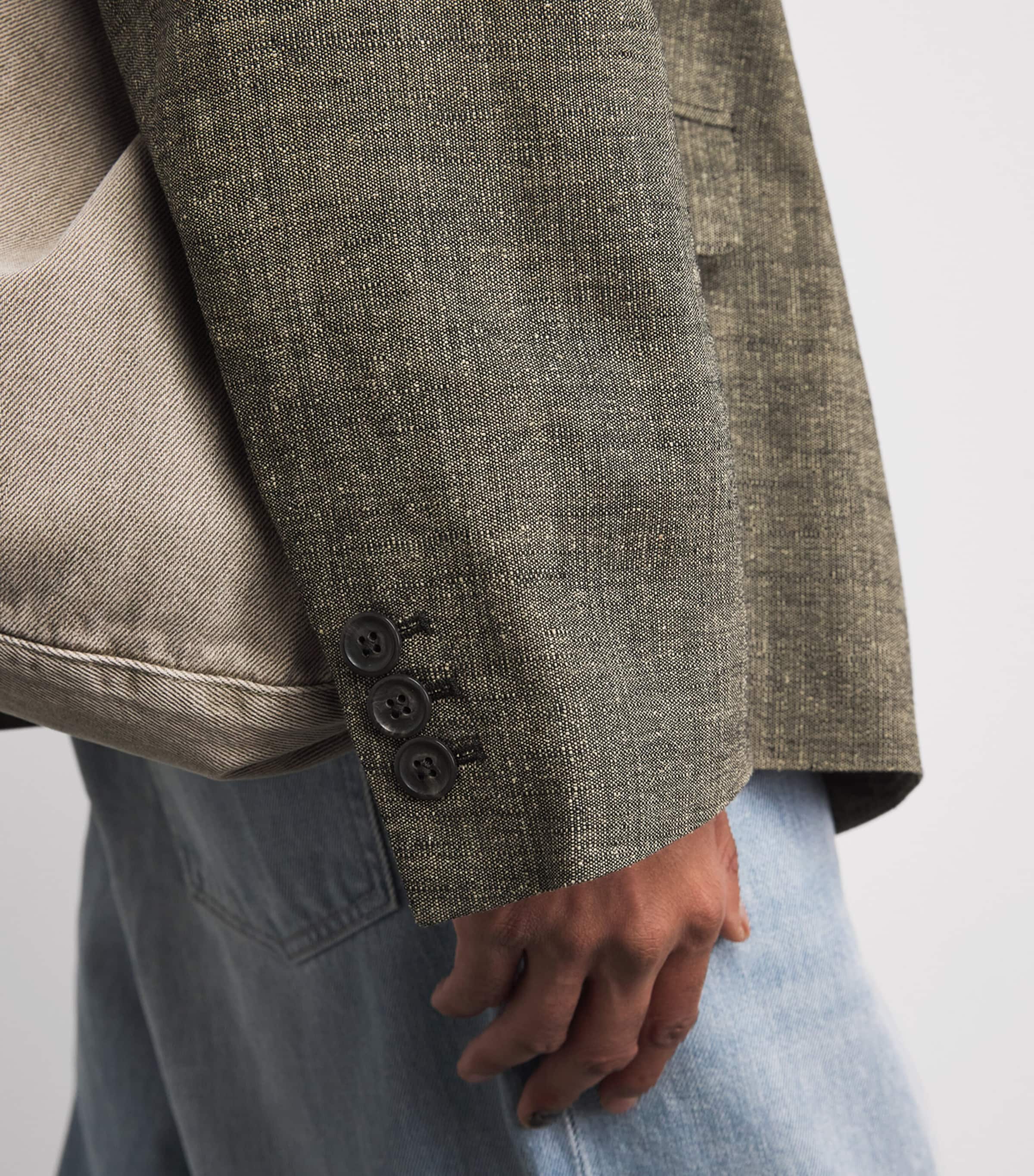 Our Legacy Mens Linen-Silk-Cotton Halt Blazer Deep Husk Image 3