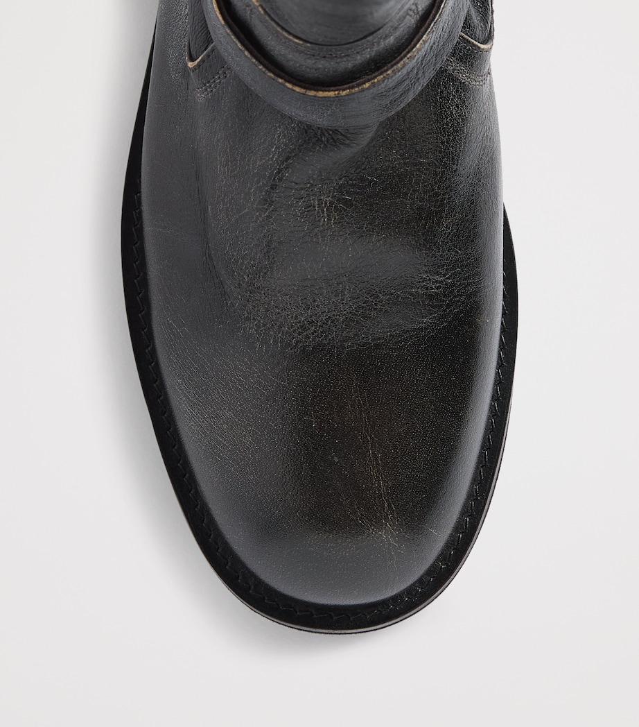 System Leather Buckle Ankle Boots Dark Brown Image 6
