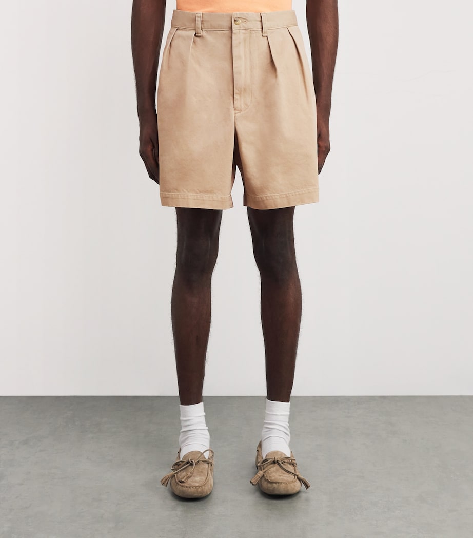 Cotton Pleated Cormac Shorts BEIGE/KHAKI Image 3
