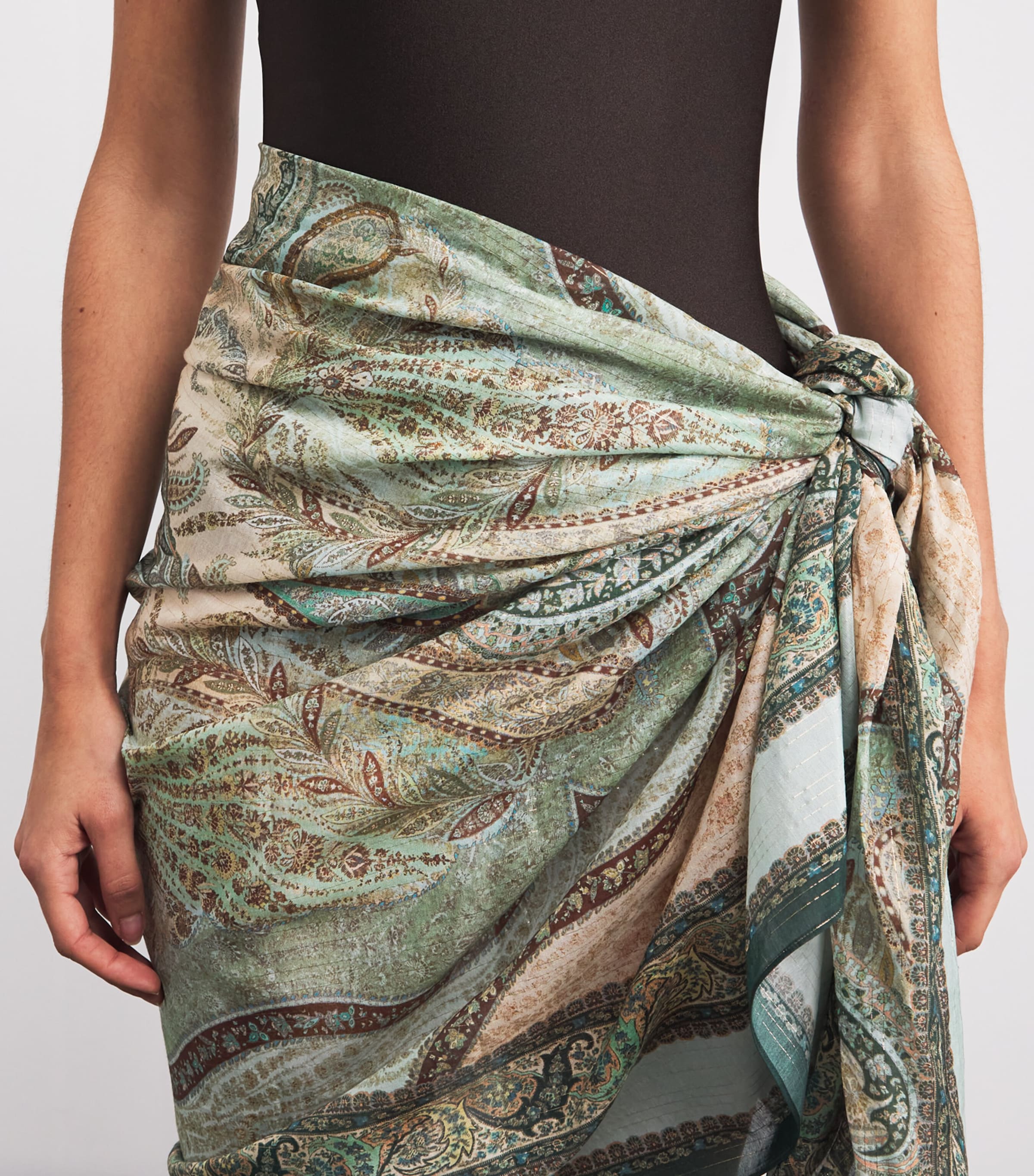 Metallic Cotton-Silk Tapestry Pareo TPSTRY TEAL MLTITPTM Image 5