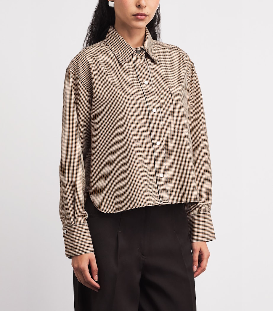 Vince Womens Cotton-Blend Check Shirt Ltwhtstn Chck Image 4