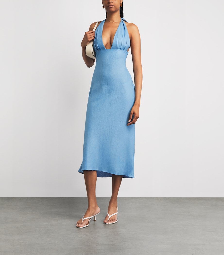 Faithfull The Brand Womens Linen Marita Midi Dress Sky Blue Image 2