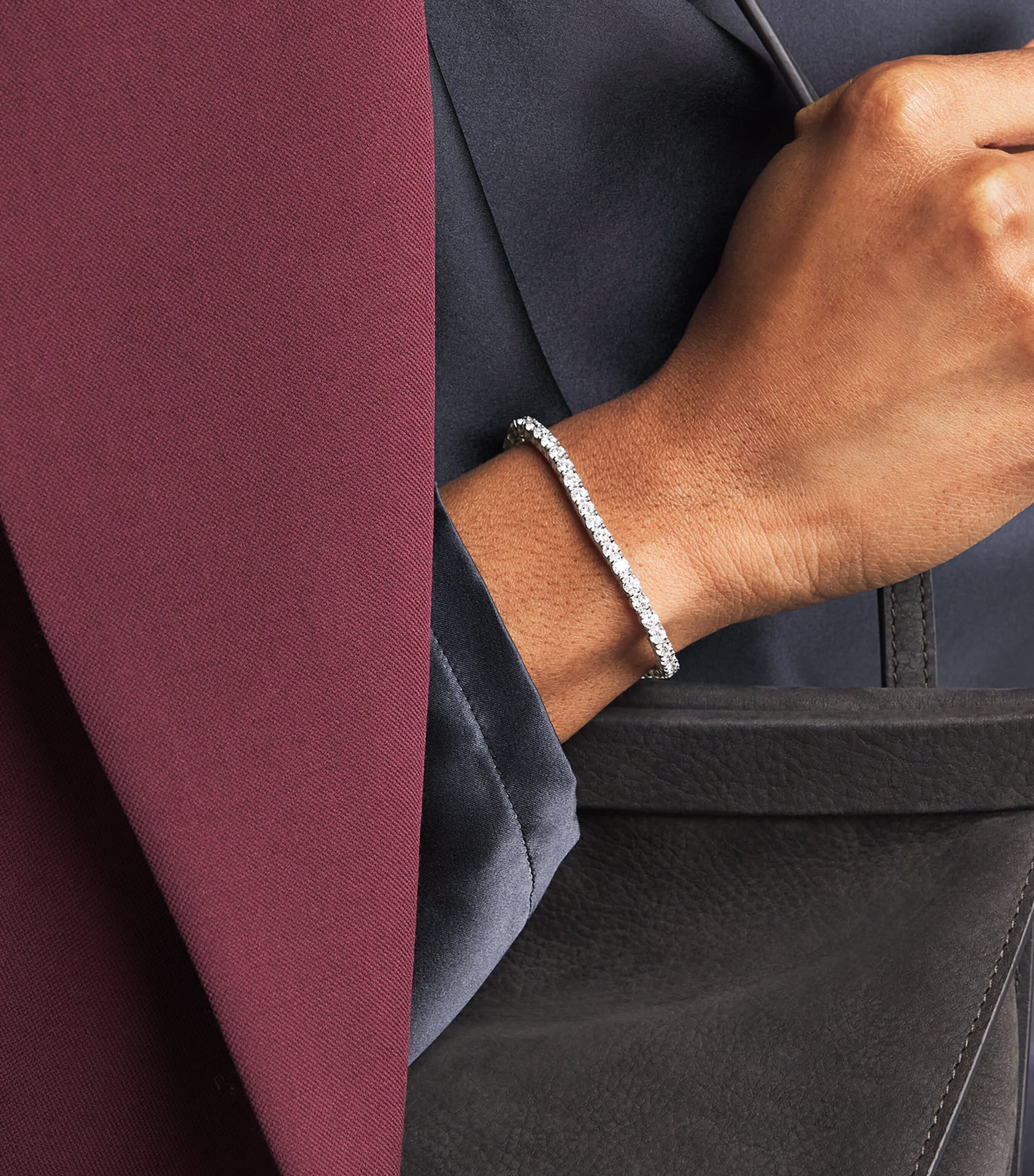 White Gold and Diamond Tennis Bracelet (6.00ct) WHITE GOLD Image 2