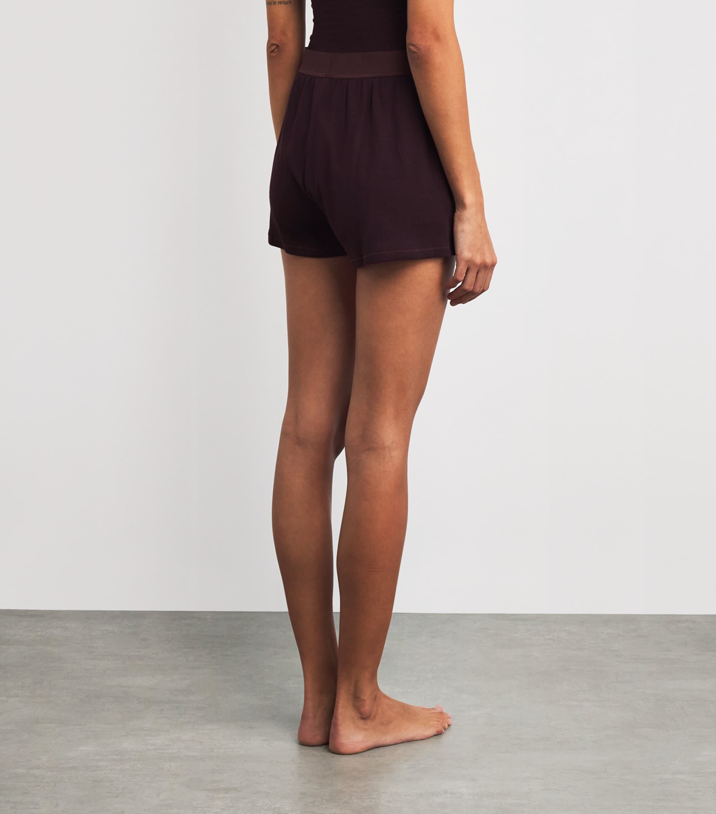 Stretch-Cotton Ribbed Boxer Shorts CURRANT Image 4