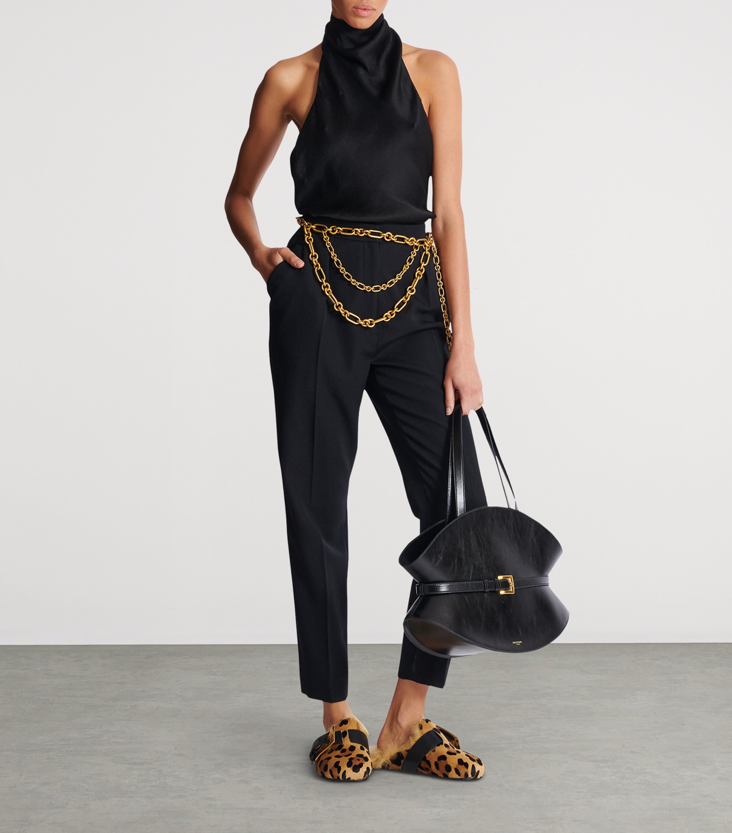 Silk Crepe Halterneck Top 0PA NOIR Image 5