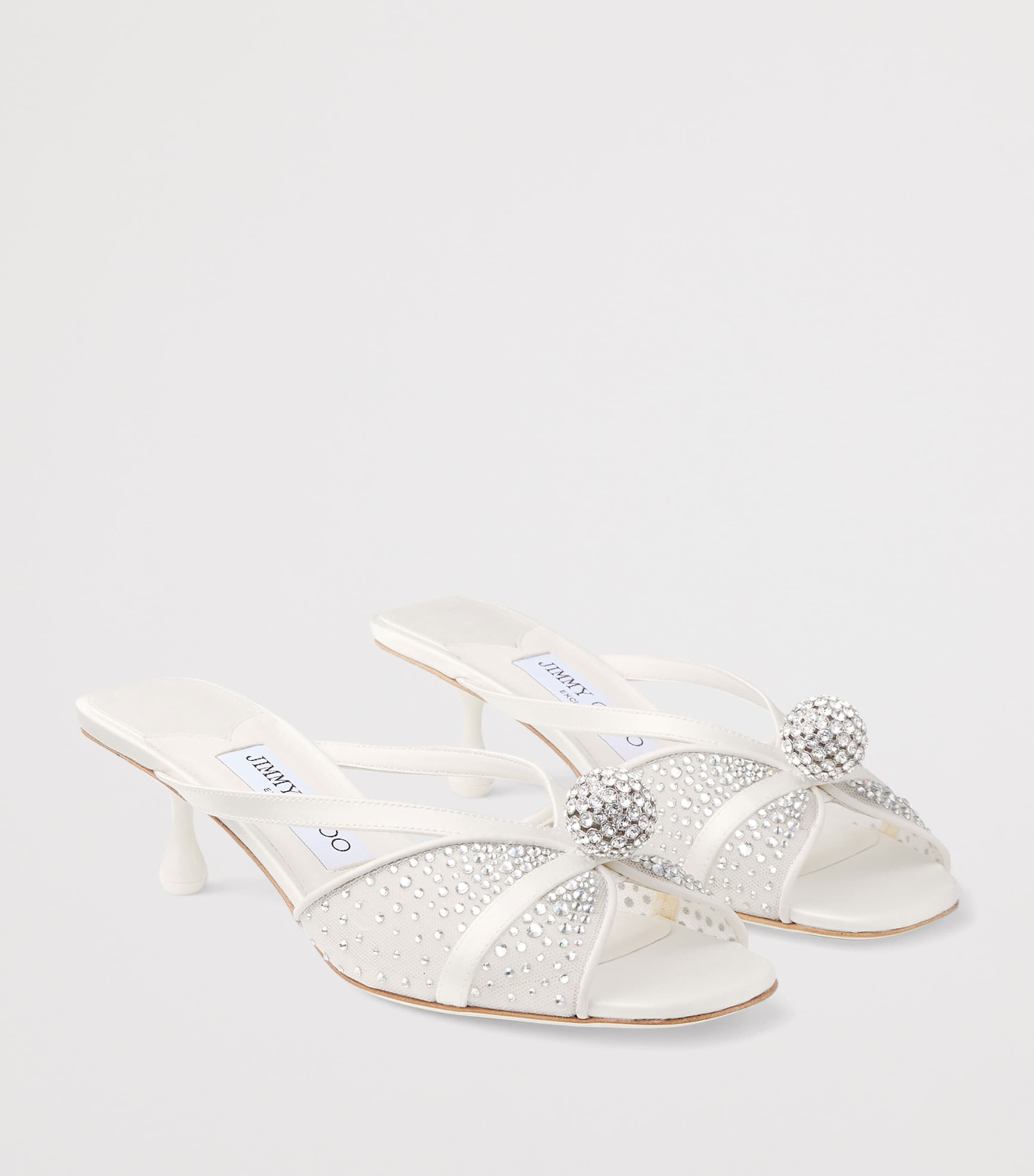 Siva 50 Embellished Heeled Mules IVORY MIX Image 2
