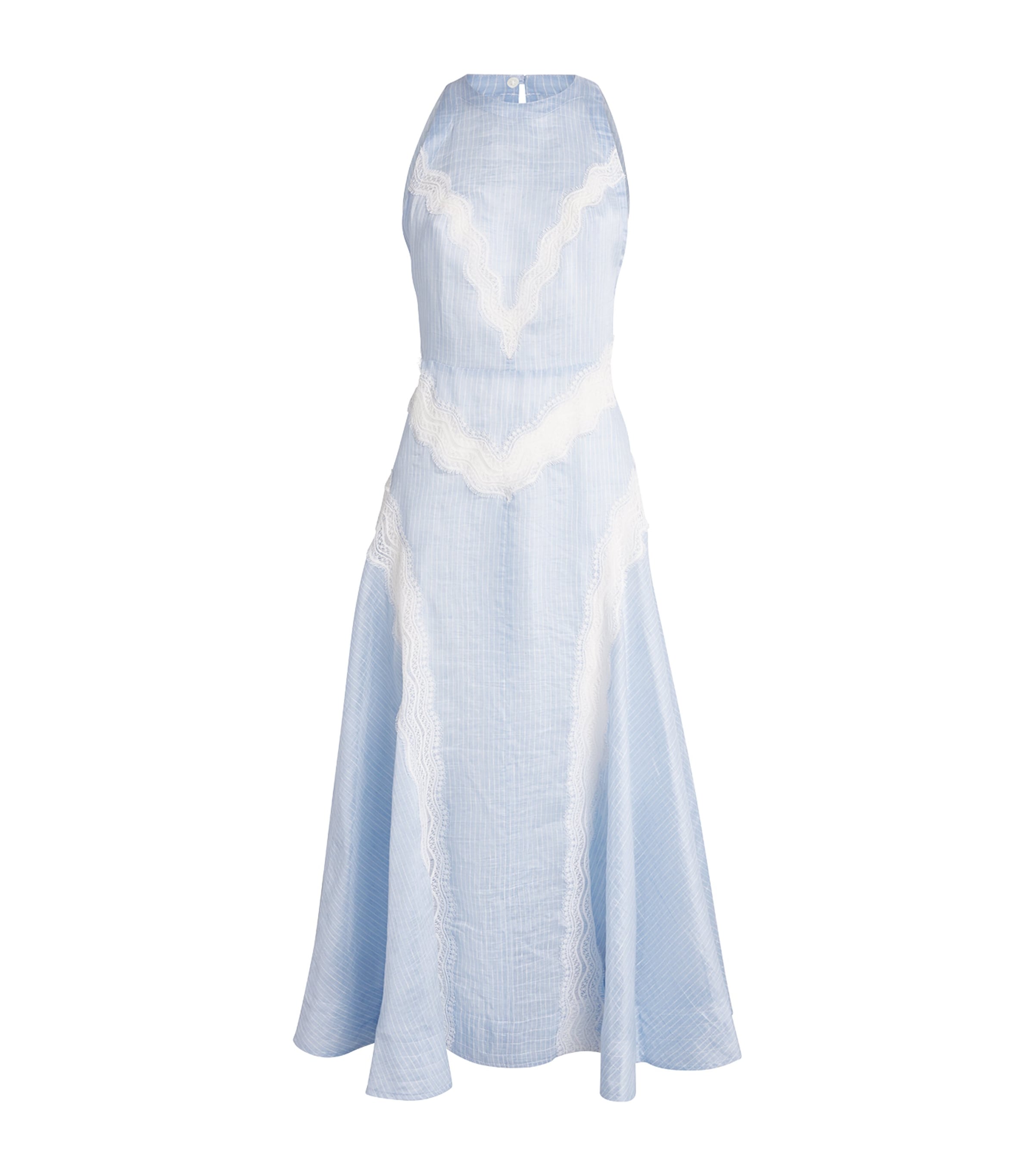 Sandro Paris Womens Lace-Panel Midi Dress Ciel / Blanc Image 1