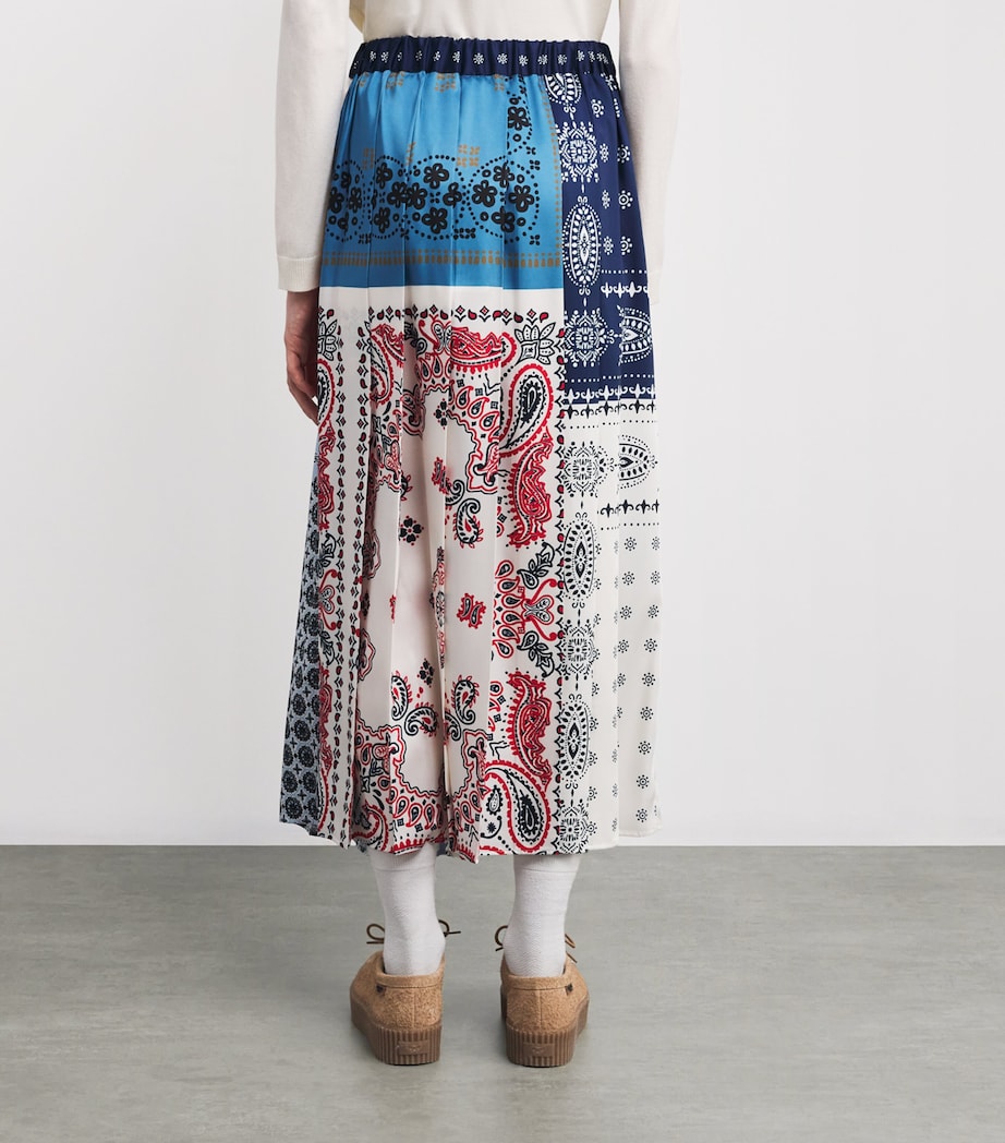 Silk Patchwork Print Maxi Skirt NAVY Image 4
