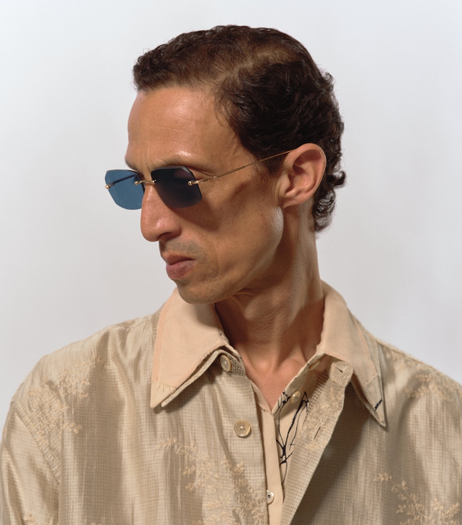 Matsuda M5004 Square-Frame Sunglasses Brshd Gold Blue Grey Image 4