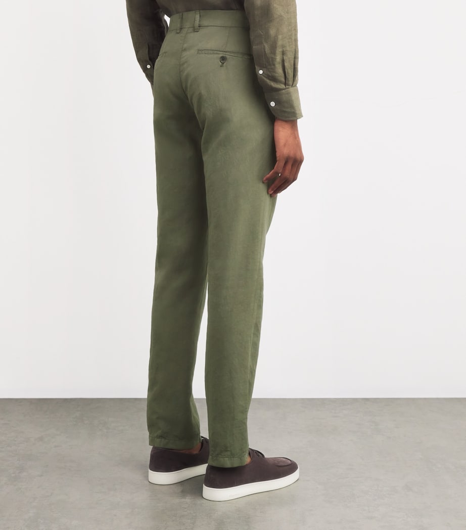 Cotton-Linen Chinos with Shark Charm 036GREEN Image 4