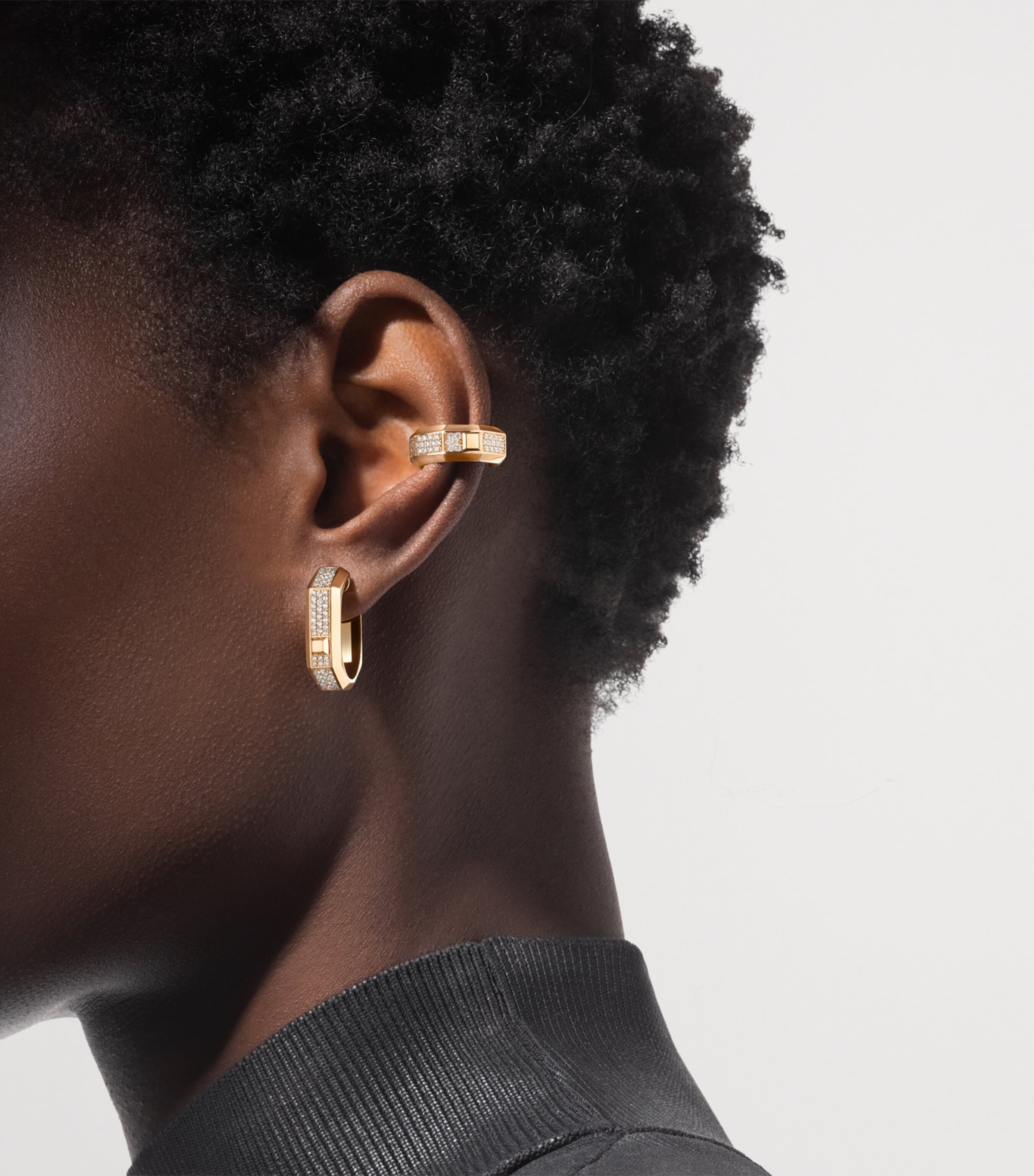 Messika Modernist Medium Yellow Gold and Diamond Single Hoop Earring (0.30ct) Yellow Gold Image 2