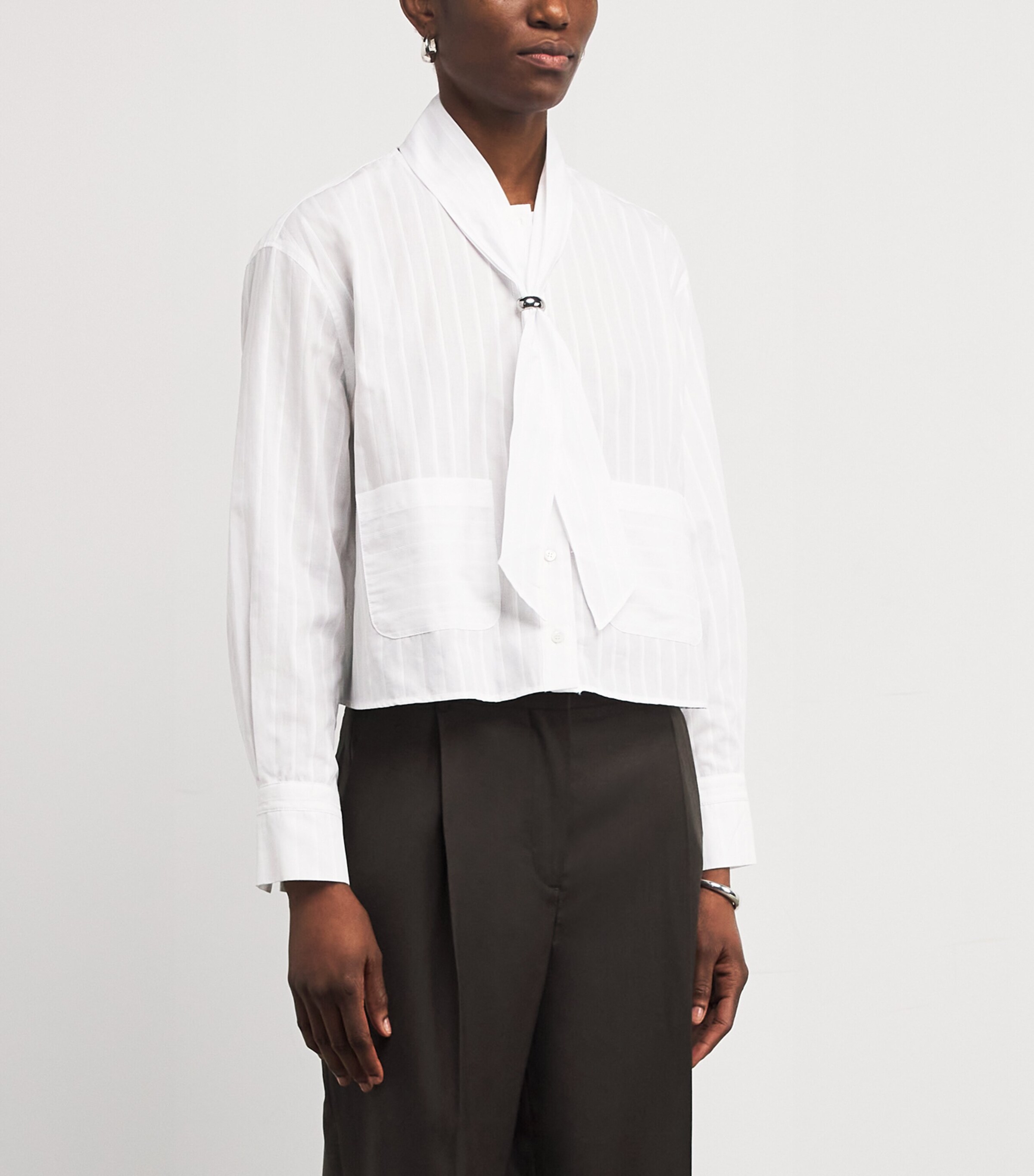 Cotton Stripe Shirt WHITE Image 3