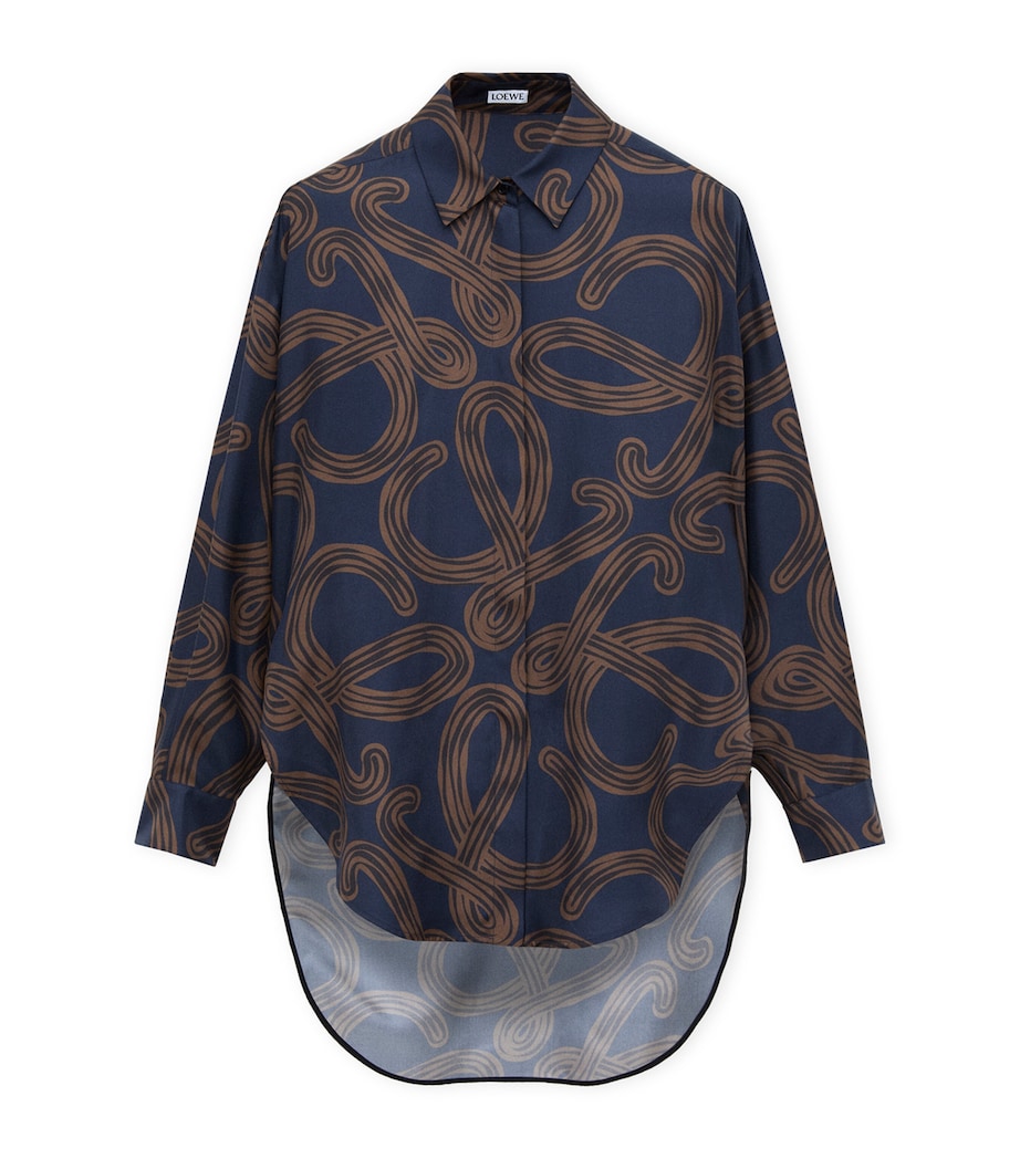 LOEWE Womens x Paula’s Ibiza Silk Oversized Shirt Navy/brown Image 1