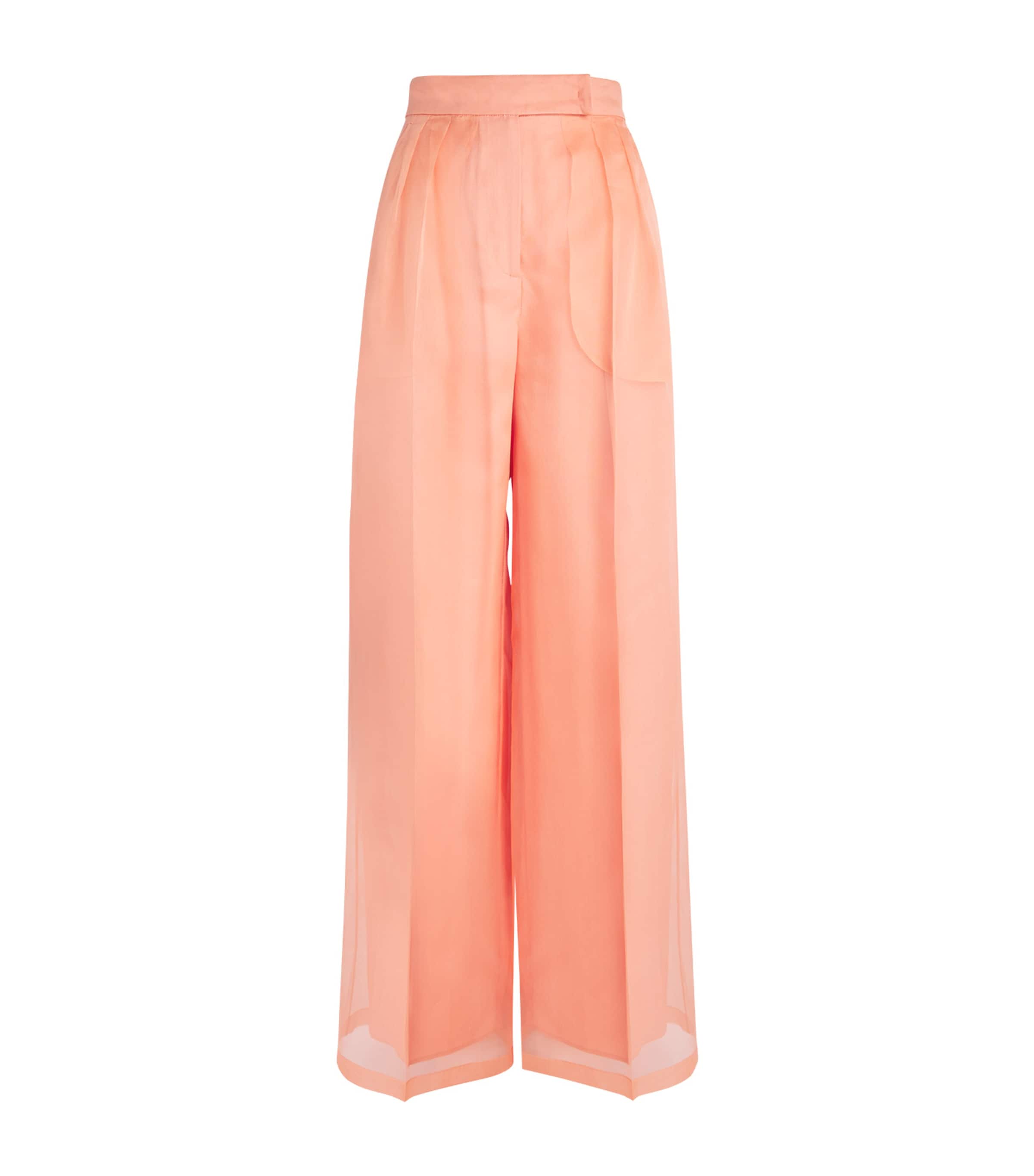 Max Mara Silk Organza Trousers In Rose Gold